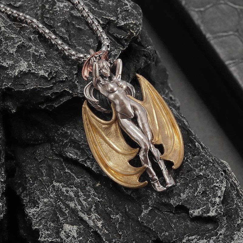 Vintage Gothic Golden Wings Angel Pendant Necklace Size ONE SIZE - 7 Thumbnail