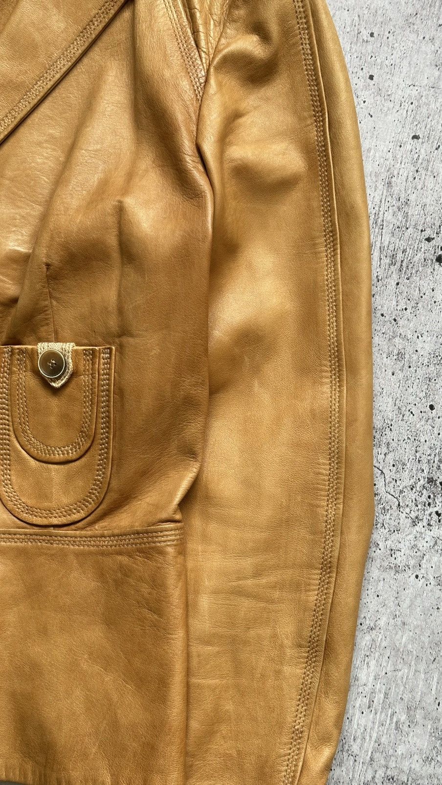 Brunello Cucinelli Women's Brunello Cucinelli Vintage Leather Blazer Jacket Size M / US 6-8 / IT 42-44 - 3 Thumbnail