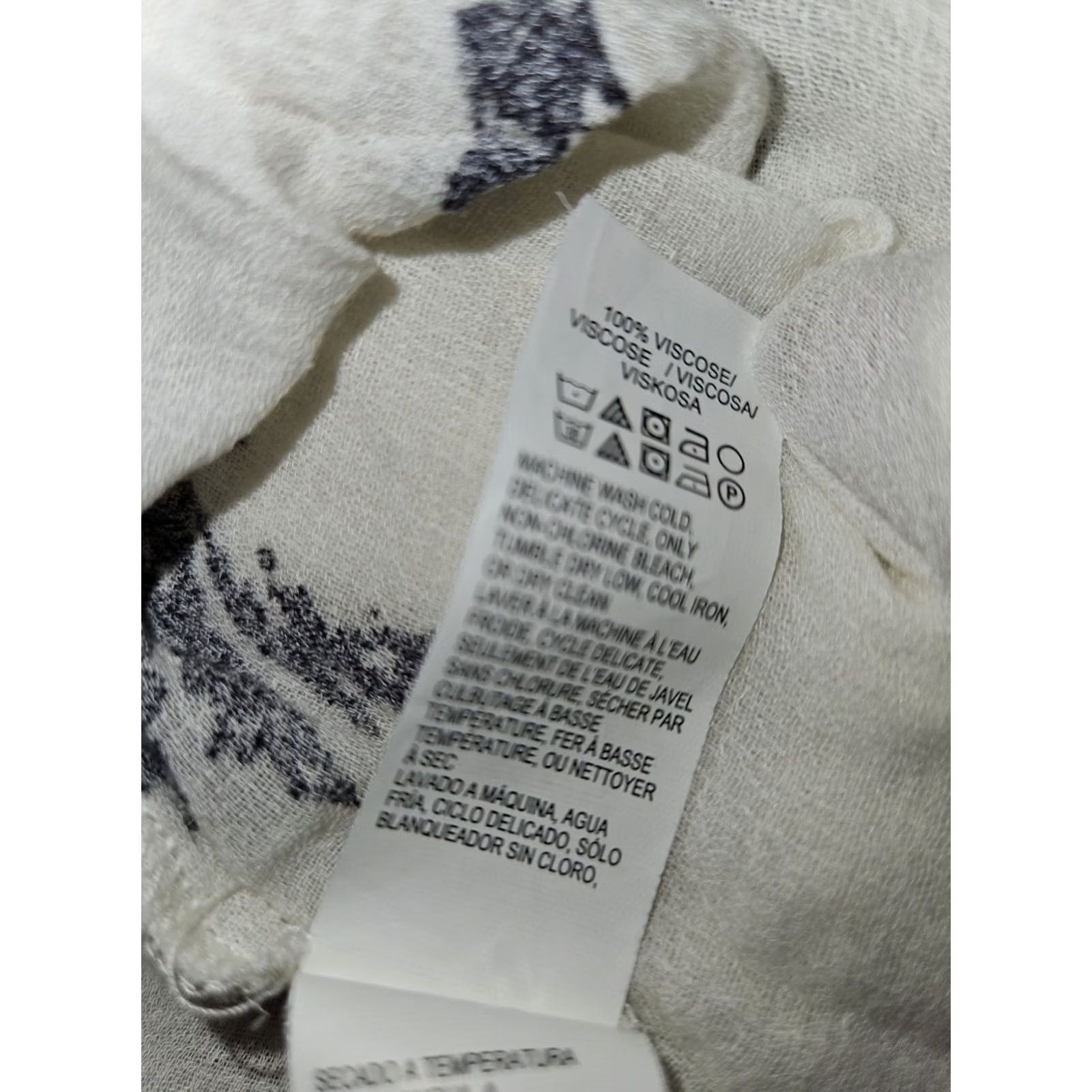 Lucky Brand Lucky Brand Crop Top Women's Large White Floral Off Shoulder 3/4 Sleeve Viscose Blouse Size L / US 10 / IT 46 - 7 Thumbnail
