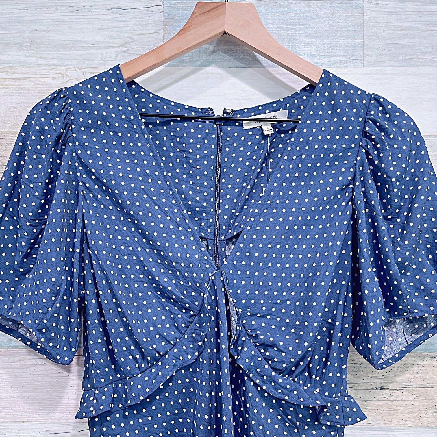 Madewell MADEWELL Puff-Sleeve Ruffle Mini Dress Polka Dot Womens 2 Size XS / US 0-2 / IT 36-38 - 3 Thumbnail