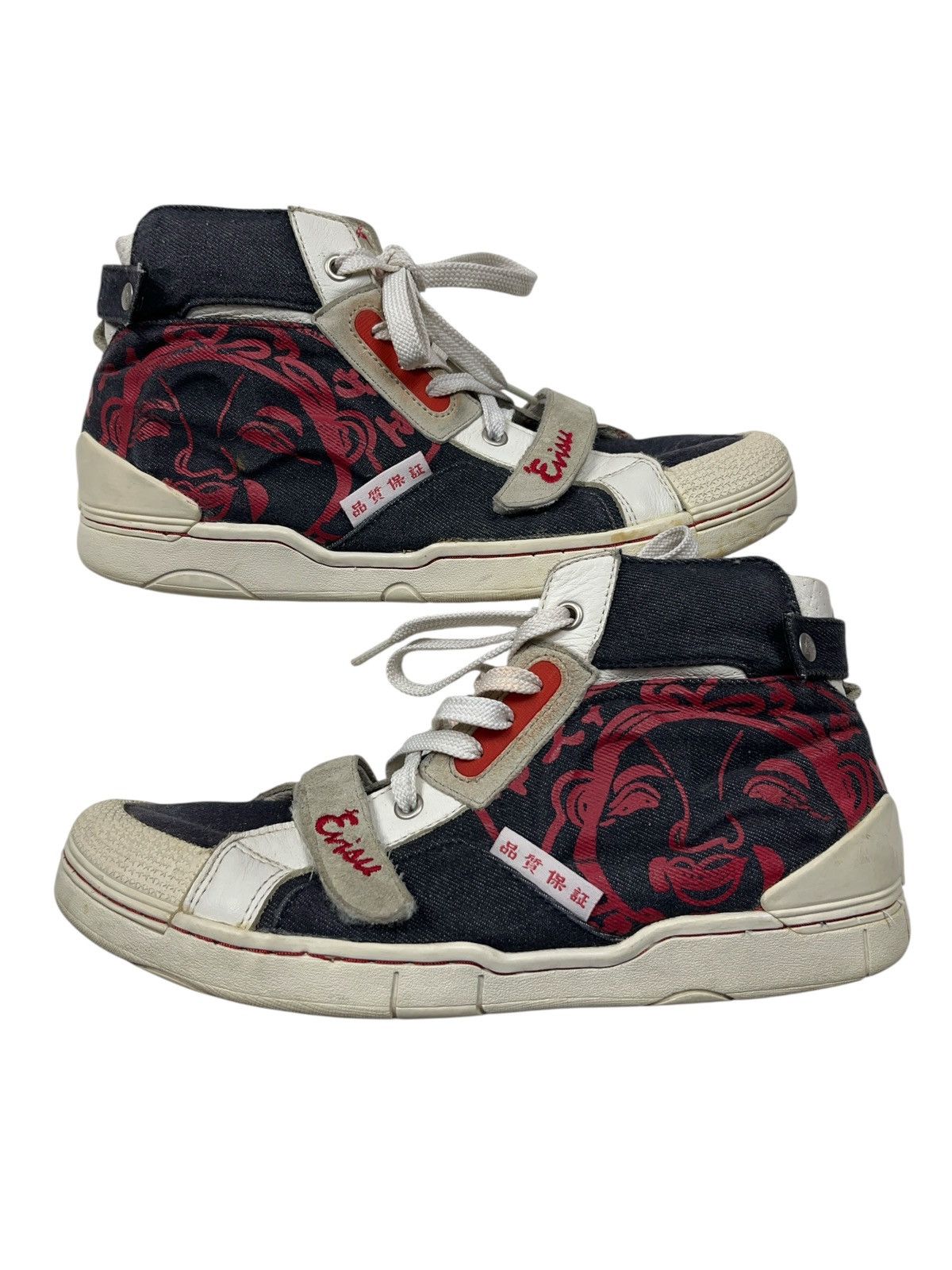 Vintage Evisu Denim/Leather High Top Sneakers Japanese, image size:1200x1600