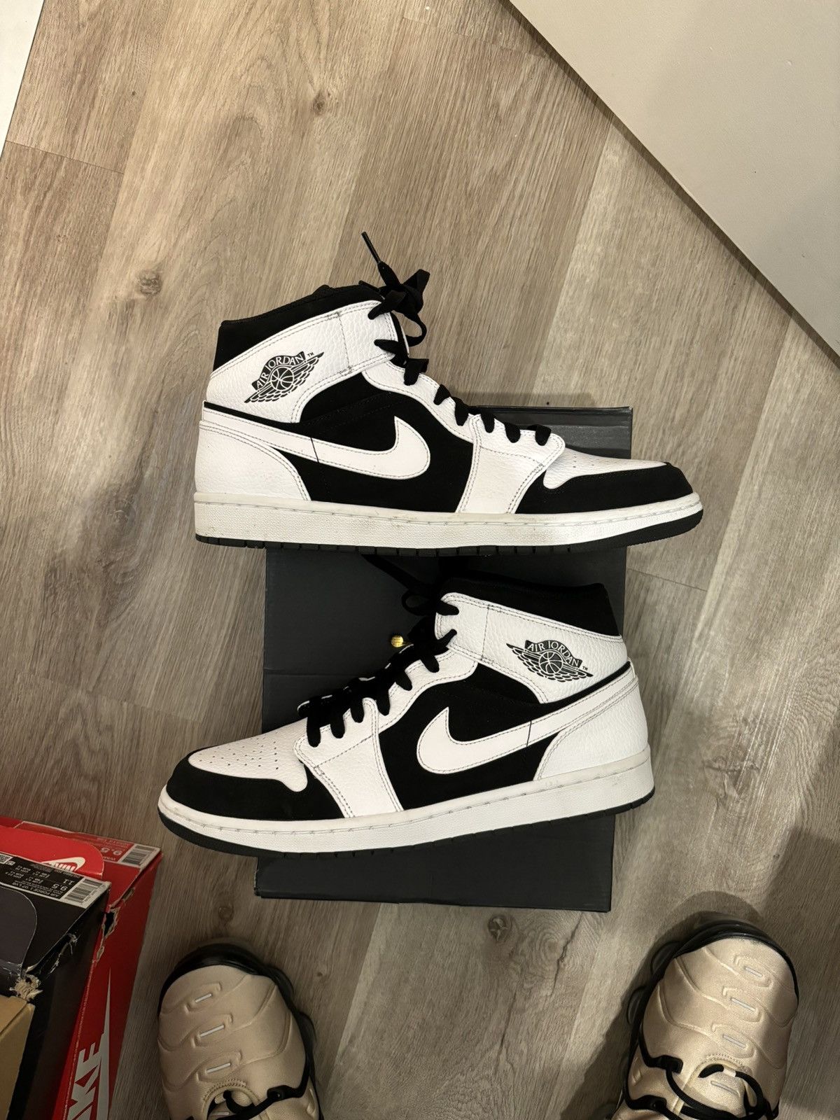 Nike CLEAN Air Jordan 1 retro mid tuxedo black white | Grailed