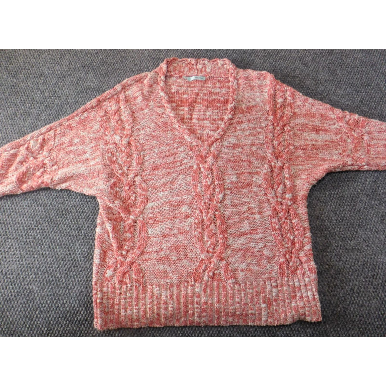 Vintage Maurices Womens Sweater Pullover Short Sleeve Crew Neck Pink XL Knit Stretch Bow Puff Sleeve Size XL / US 12-14 / IT 48-50 - 2 Thumbnail