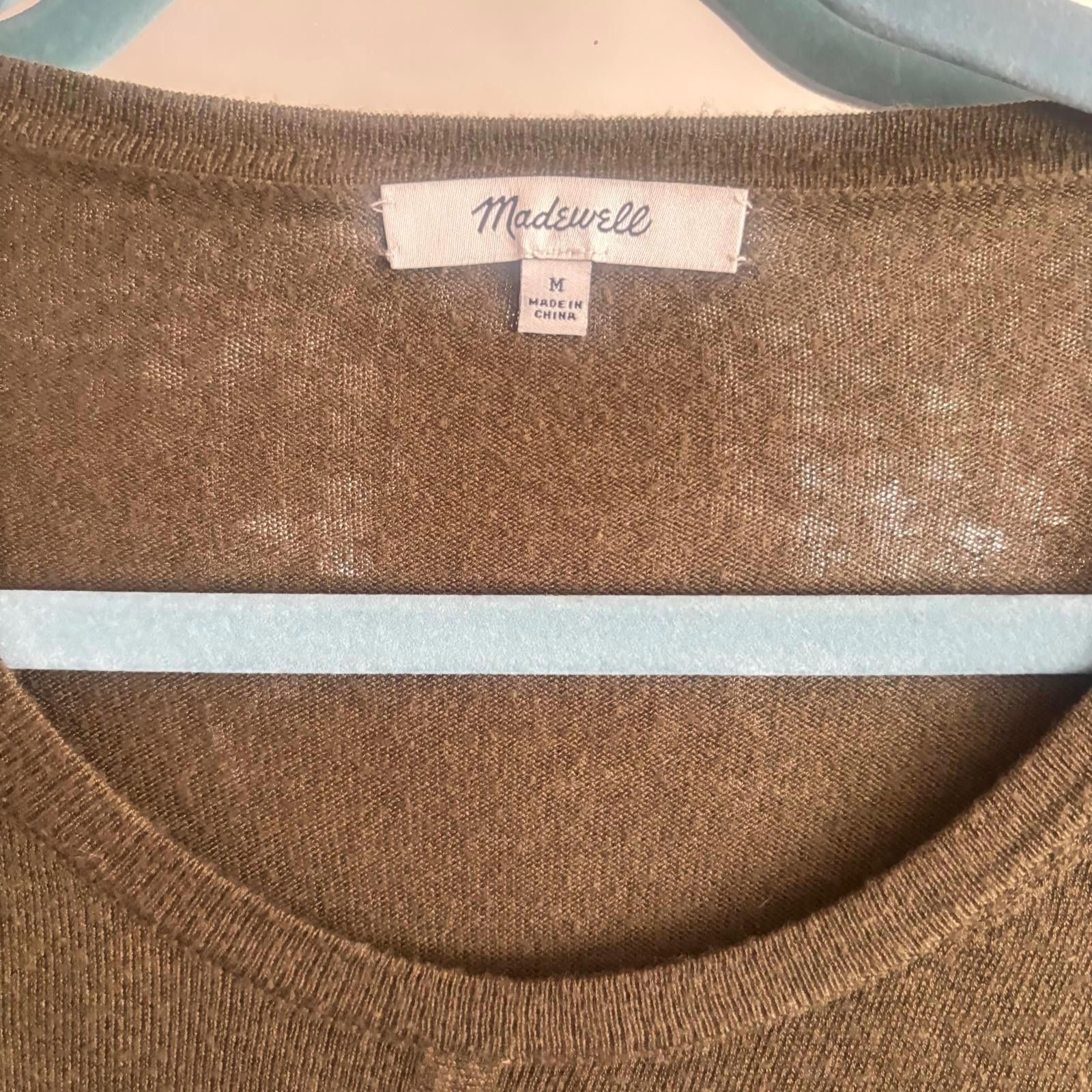 Madewell Madewell Olive Green Long Sleeve Tie-Front Top Size M / US 6-8 / IT 42-44 - 4 Thumbnail