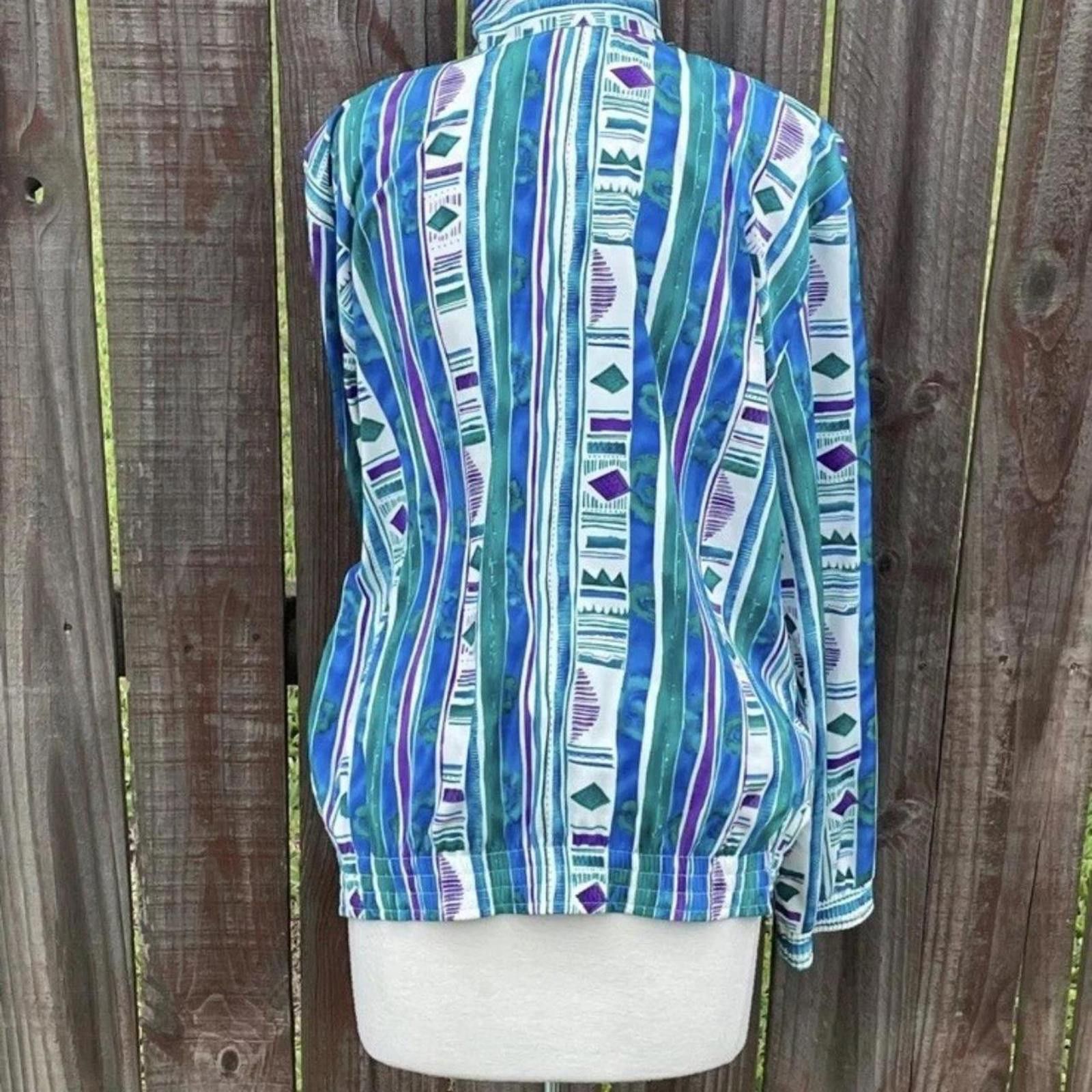 Other Blue and white striped vintage 90s zip up sweatshirt Size L / US 10 / IT 46 - 2 Thumbnail