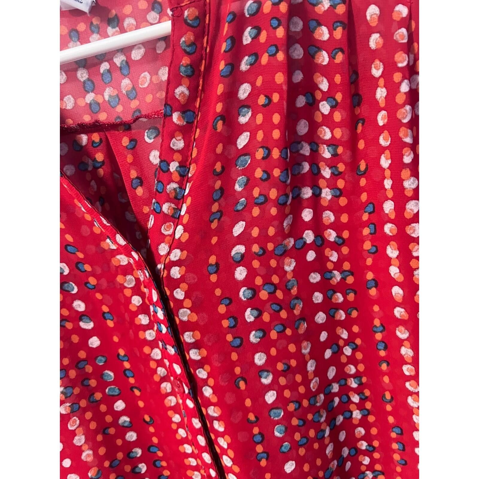 Old Navy Old Navy Womens Red Polka Dot Blouse Size M 3/4 Sleeve Size M / US 6-8 / IT 42-44 - 5 Thumbnail