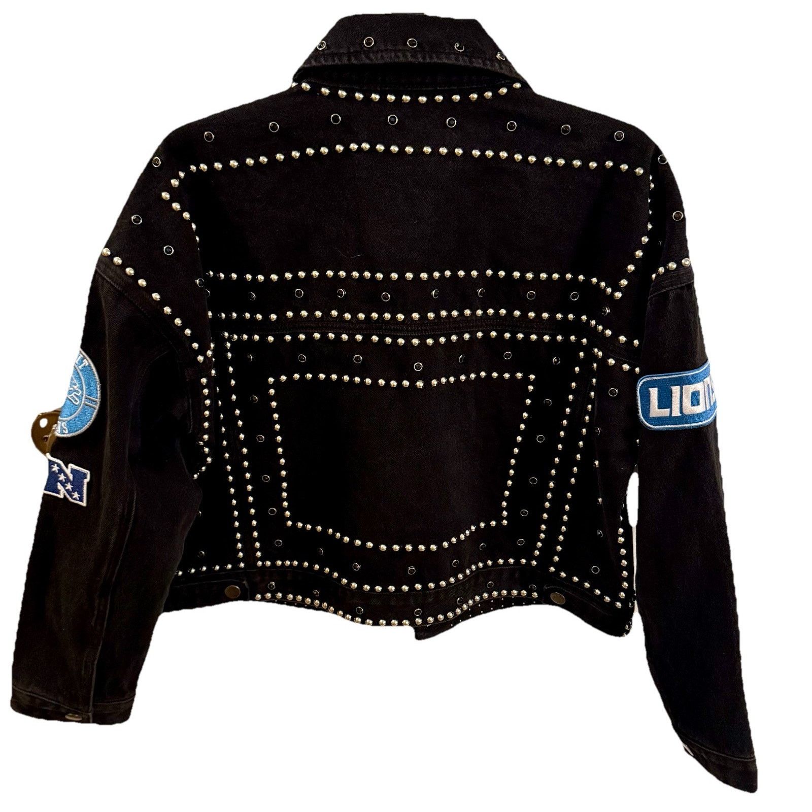 NFL 🦁Detroit Lions NFL Women's XXL Black Denim Jacket Size XXL / US 16-18 / IT 52-54 - 4 Thumbnail