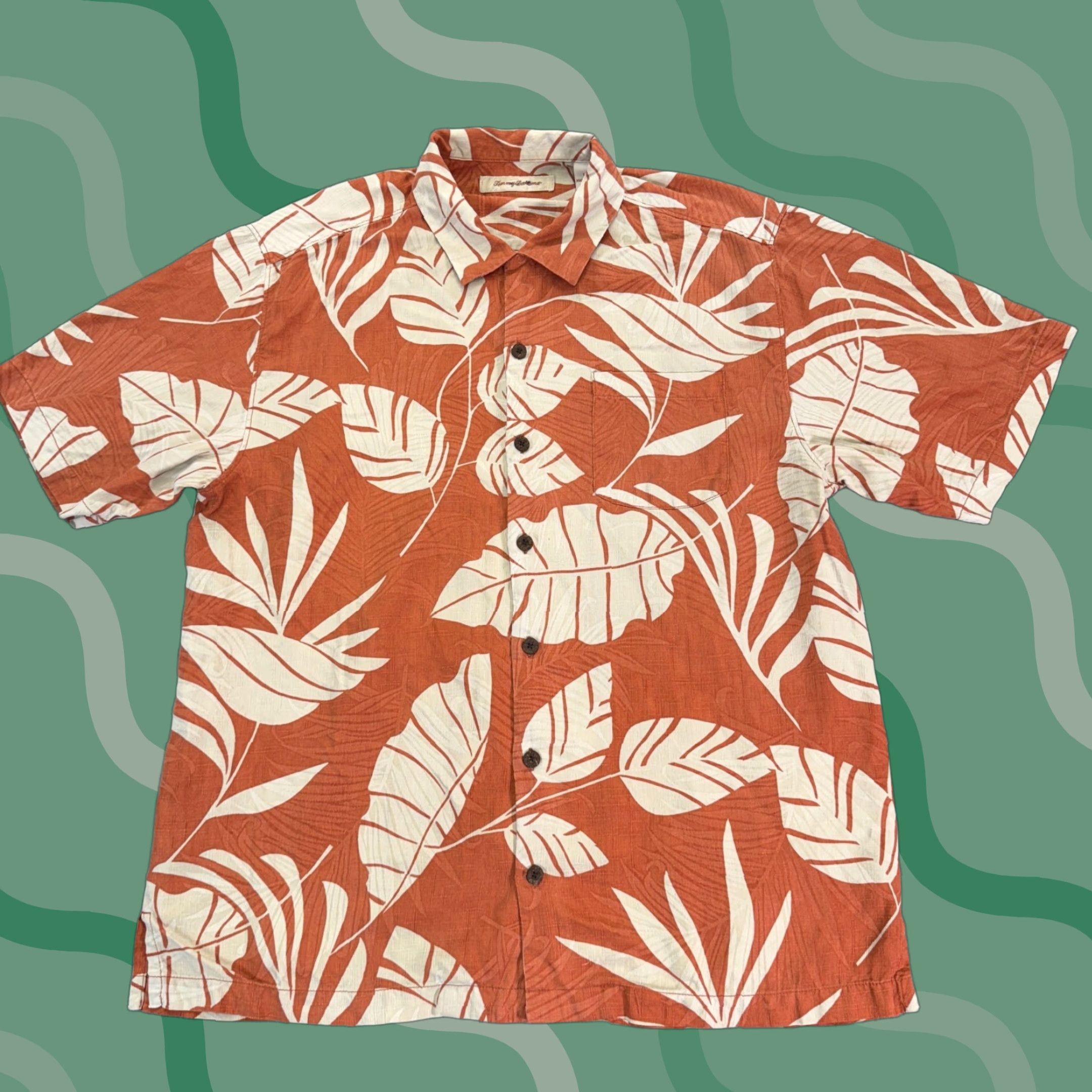 Tommy Bahama Tommy Bahama Shirt Mens Large Orange Hawaiian Floral Camp Beach Summer Button Size US L / EU 52-54 / 3 - 1 Thumbnail