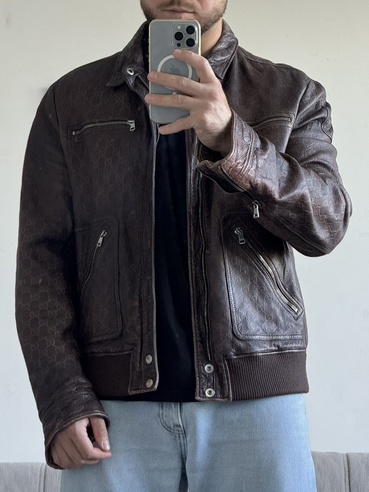 Gucci Gucci guccissma monogram leather biker jacket Size US XXL / EU 58 / 5 - 2 Thumbnail