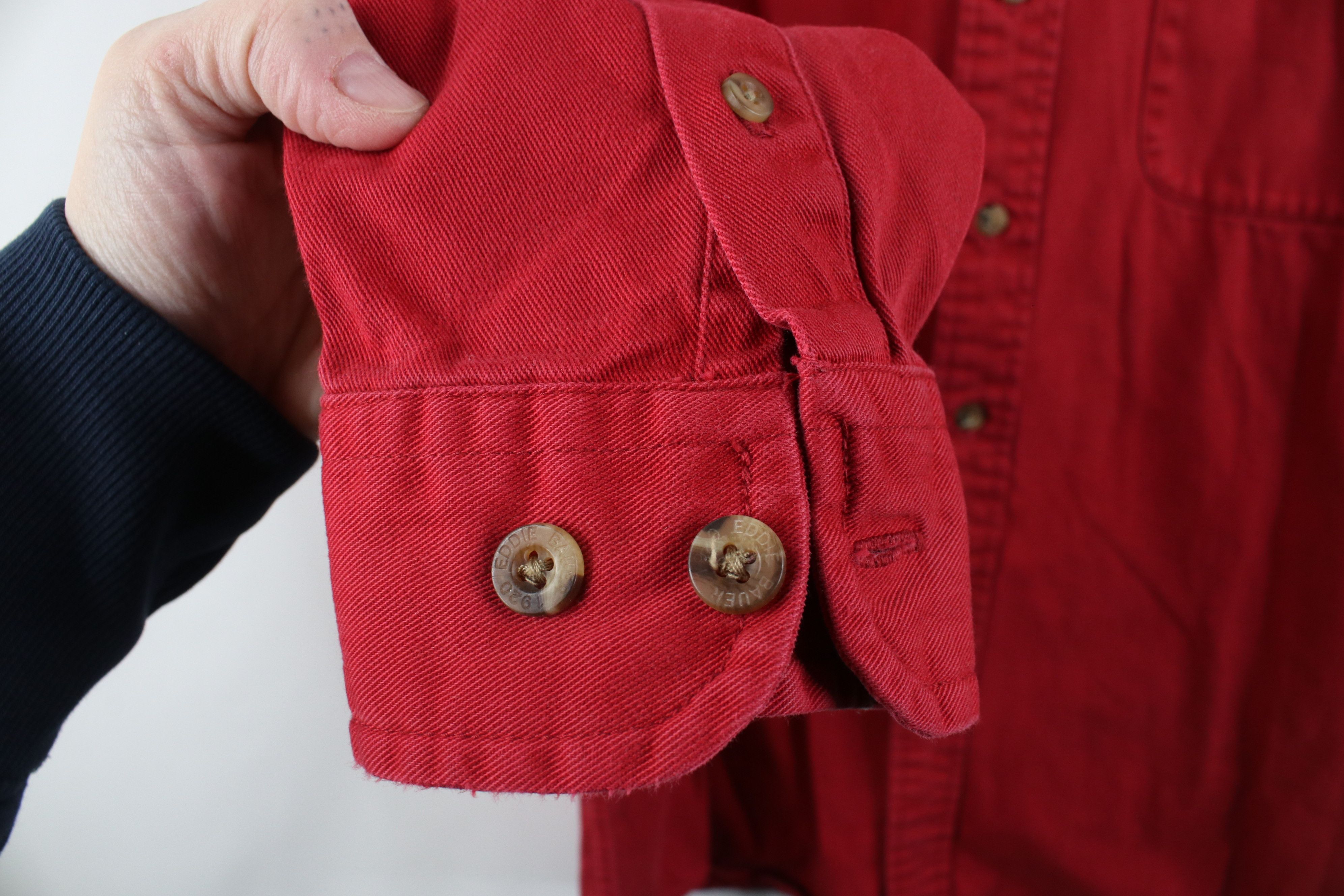 Eddie Bauer Vintage 90s Eddie Bauer Twill Denim Button Down Shirt Red Size US M / EU 48-50 / 2 - 9 Thumbnail
