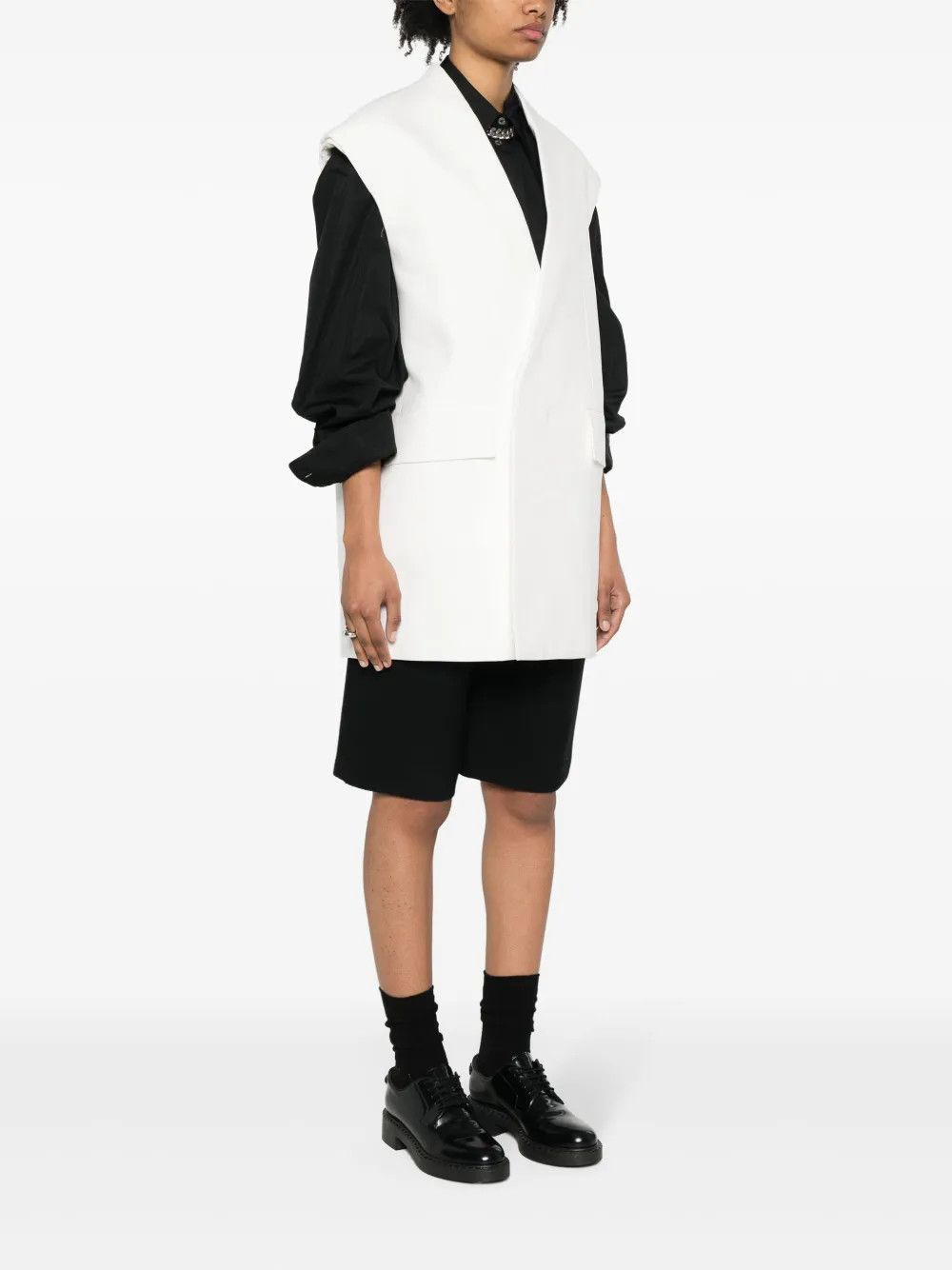 Jil Sander o1y0925 V-Neck Blazer in White Size S / US 4 / IT 40 - 3 Thumbnail