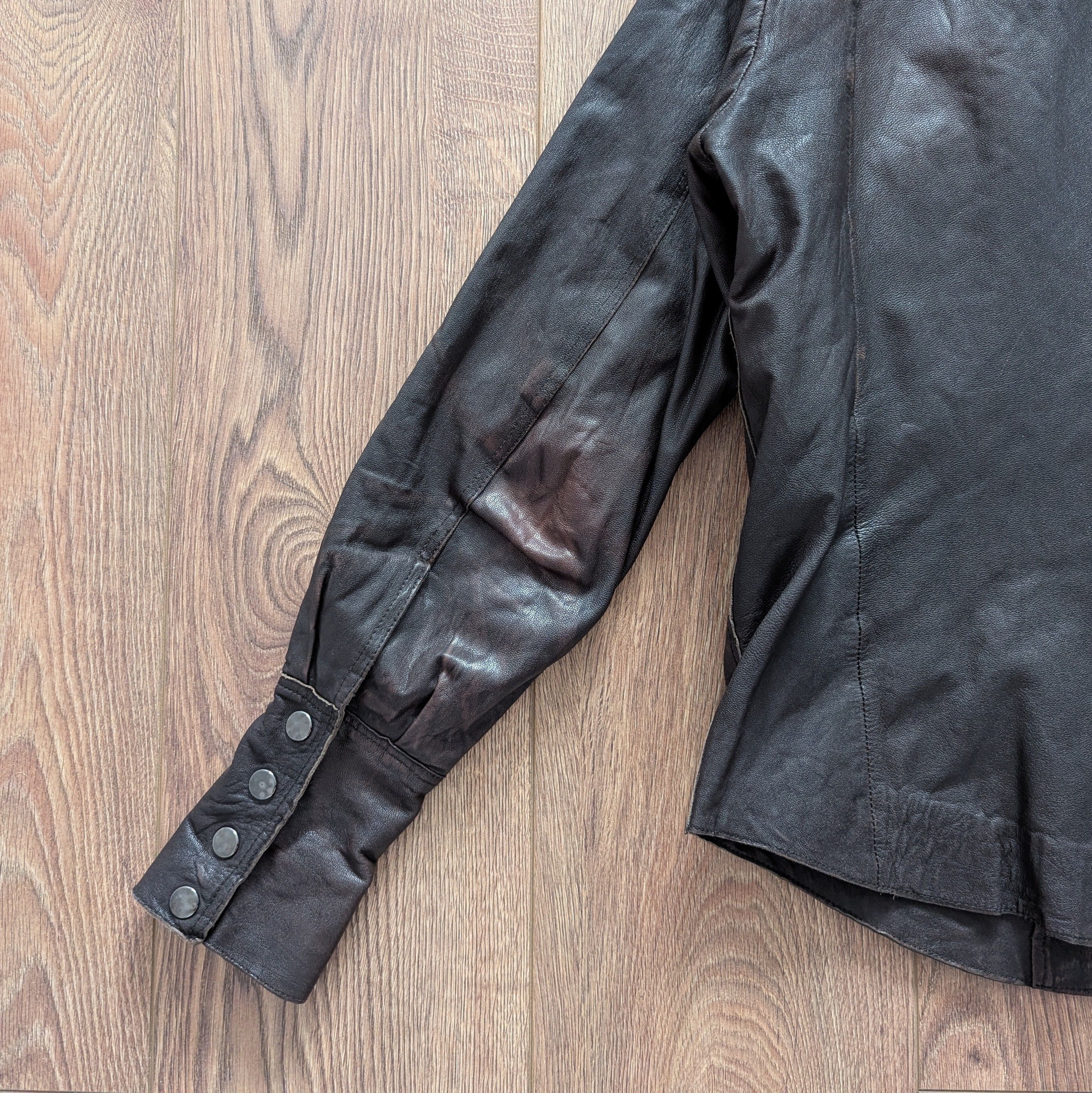 ALLSAINTS Rock Shirt Leather Clothing Slim Fit Dark Brown