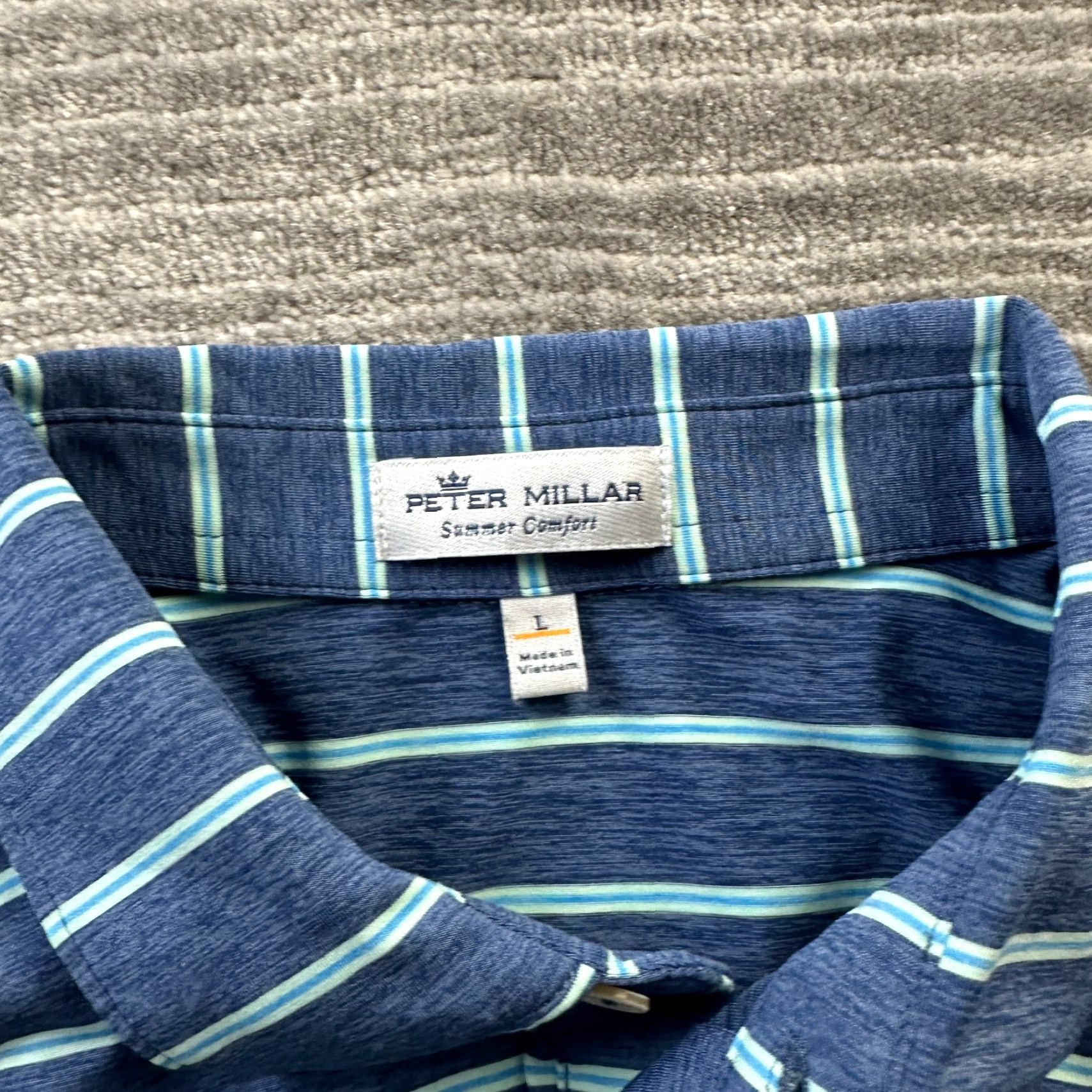 Peter Millar Peter Millar Polo Shirt Mens Large Blue Striped Summer Comfort Polo Shirt Shirt Mens Large Blue Striped Summer Comfort Size US L / EU 52-54 / 3 - 5 Thumbnail