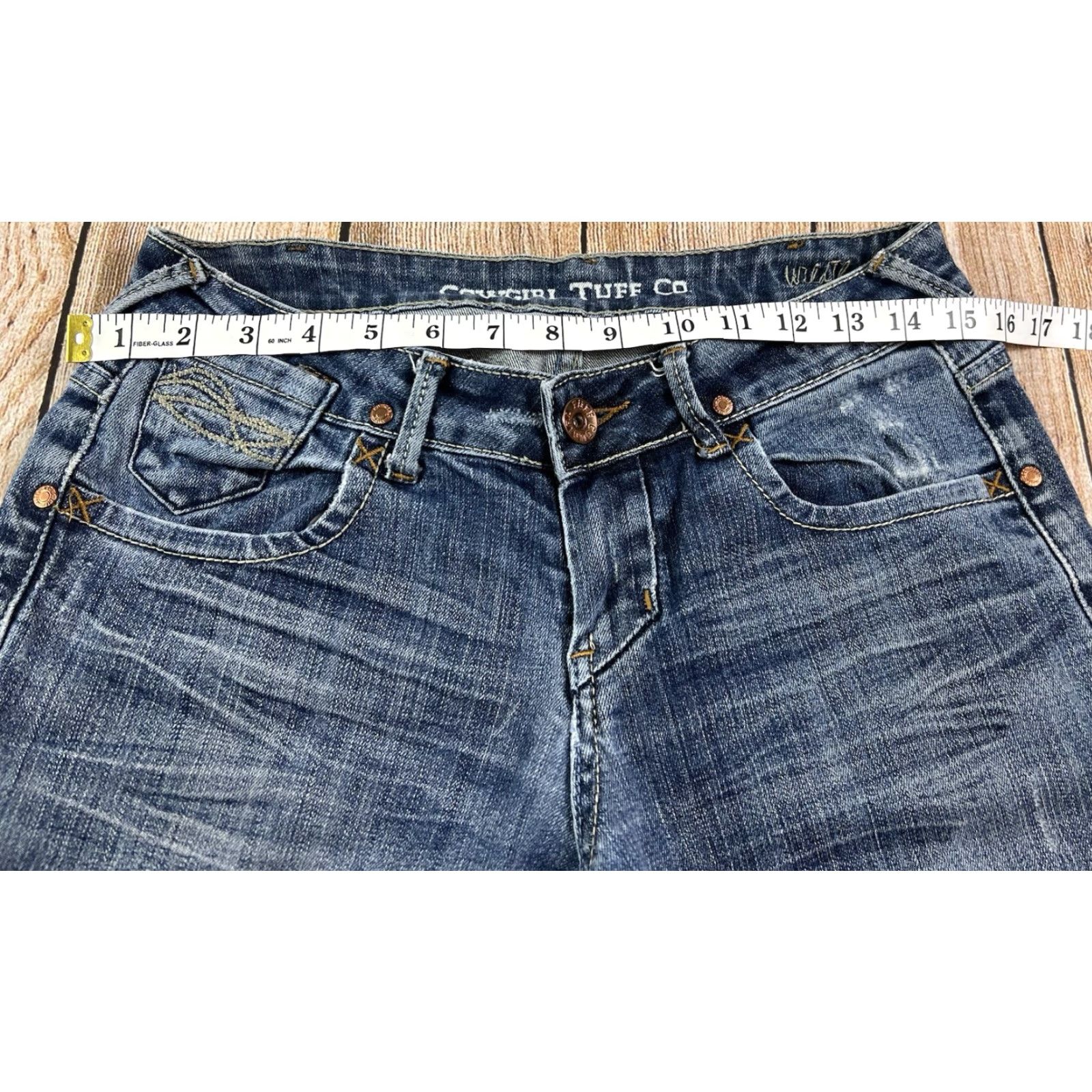Vintage Cowgirl Tuff Jeans Women Denim Blue 27x35 Bootcut Pockets Embroidered Logo Light Wash Regular 27 Inclusive Size 27" / US 4 / IT 40 - 7 Thumbnail