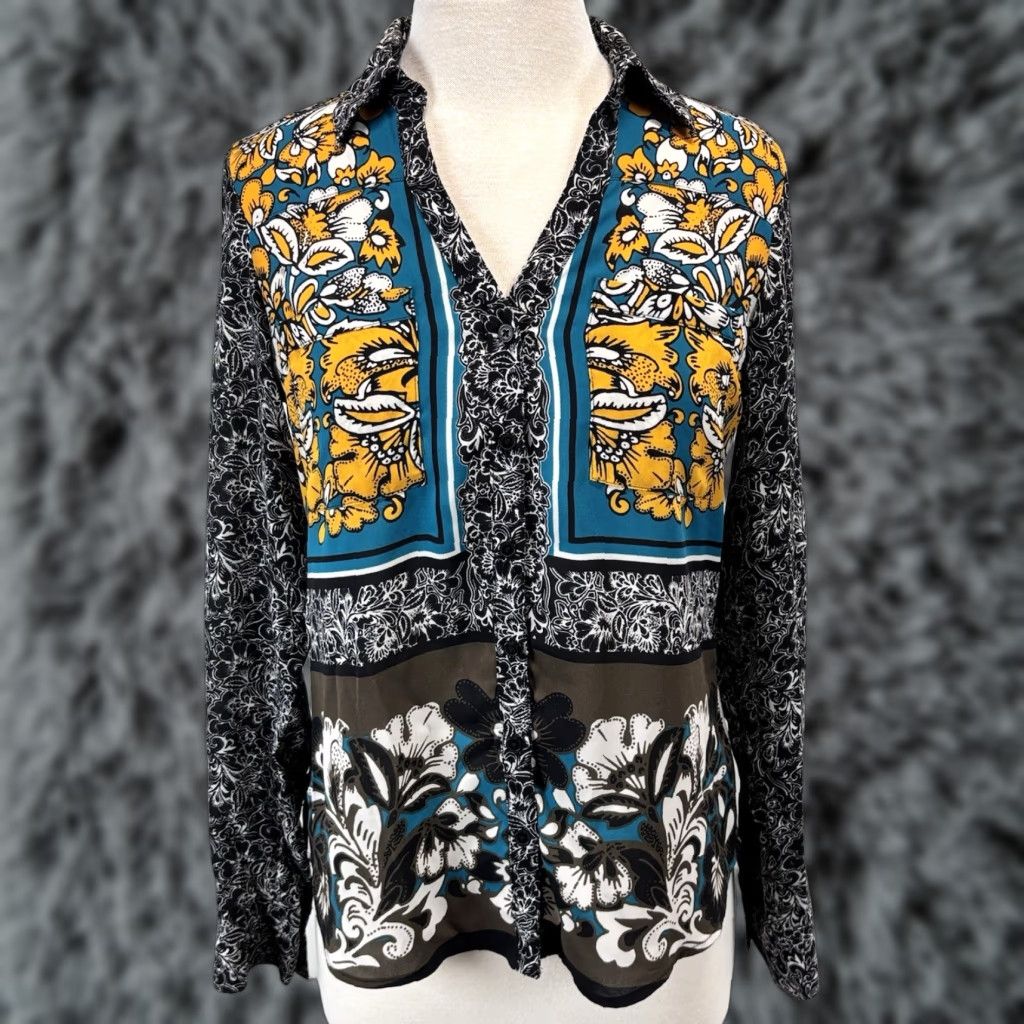 Express Express Portofino Shirt Small Women’s Button Up Colorful Original Fit Sz Size S / US 4 / IT 40 - 1 Thumbnail