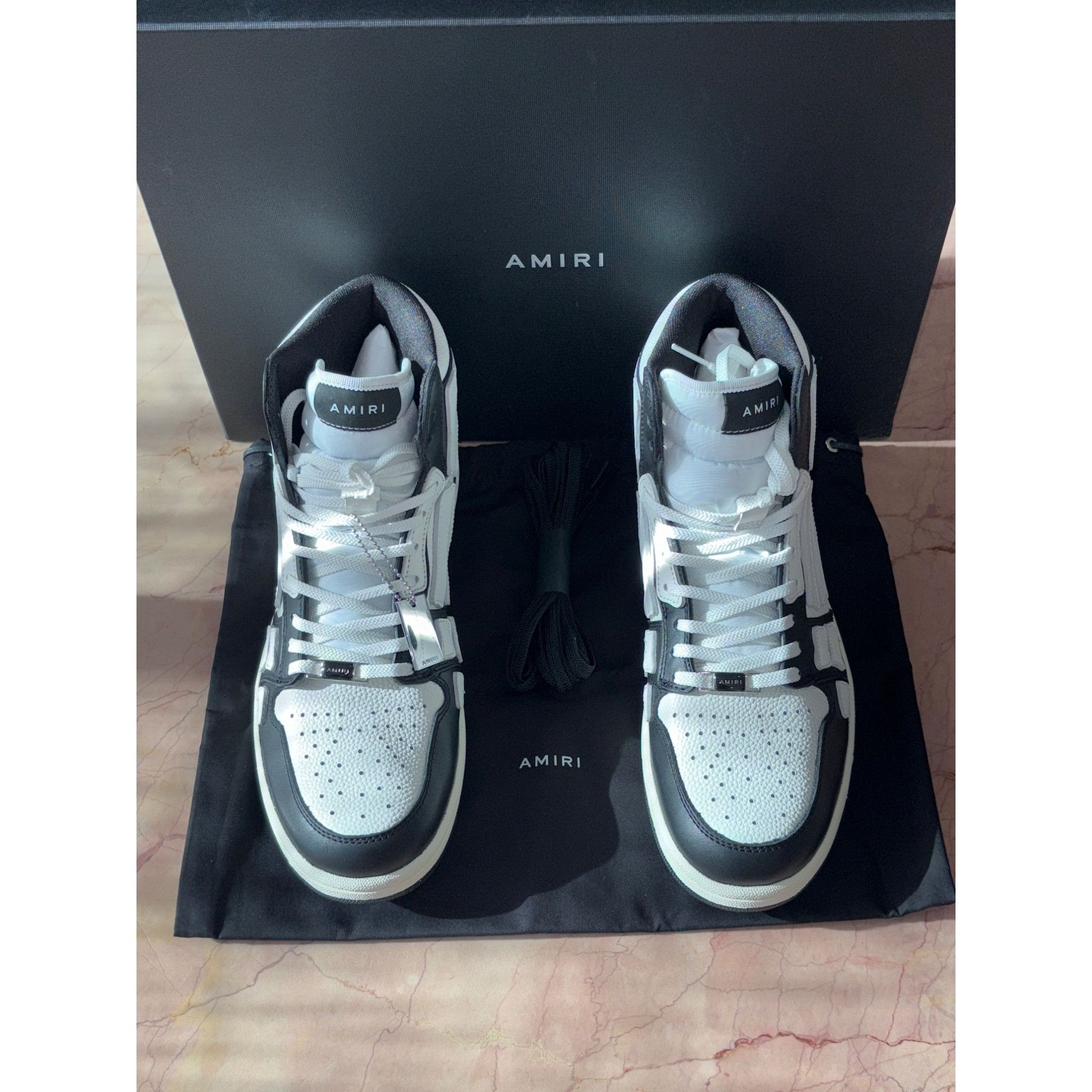 Amiri Amiri Skel Top Hi Sneakers in Black & White 44 New with Box Size US 11 / EU 44 - 6 Thumbnail