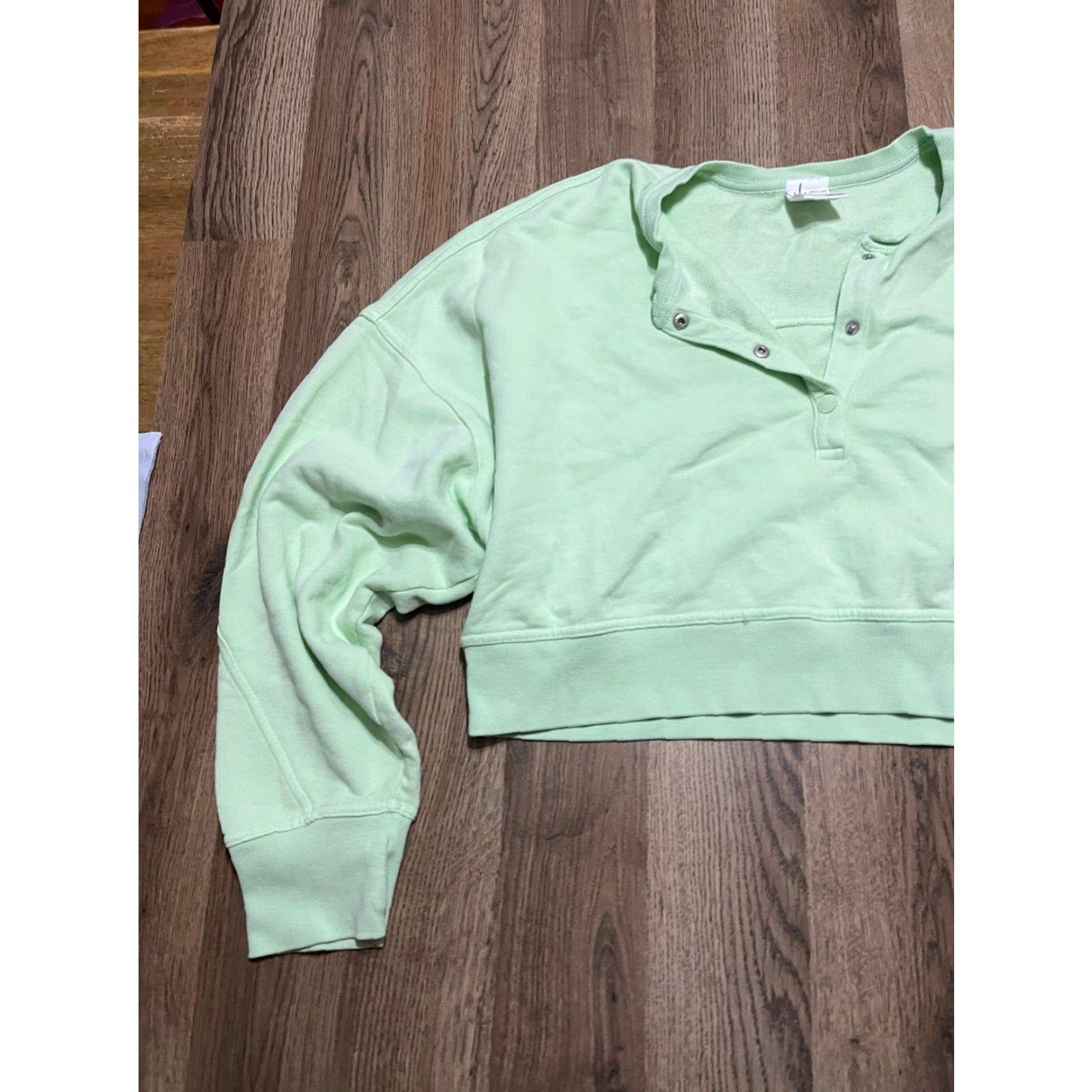 Vintage Aerie Sweater Women's Size XL Green Crop Top 1/4 Buttons Up Pullover Size XL / US 12-14 / IT 48-50 - 3 Thumbnail