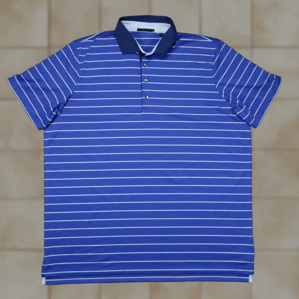Vintage Greyson Polo Shirt Mens XL Blue Striped Short Sleeve Golf Moisture Wicking Athletic Stretch Polo Shirt Size US XL / EU 56 / 4 - 1 Thumbnail
