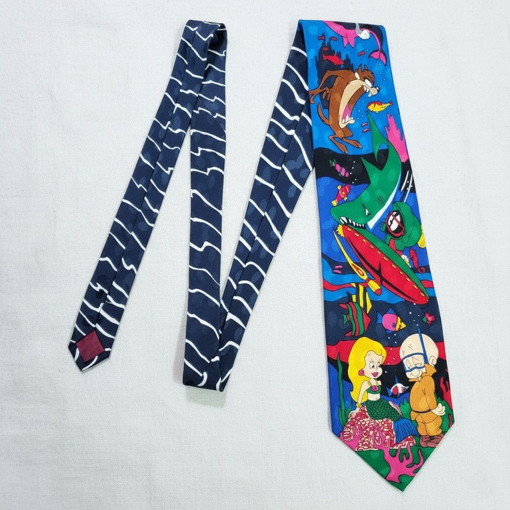 Warner Bros Looney Toons 58x4" Tie Vintage 1993 Cartoon 100% Silk Fudd Size ONE SIZE - 3 Thumbnail
