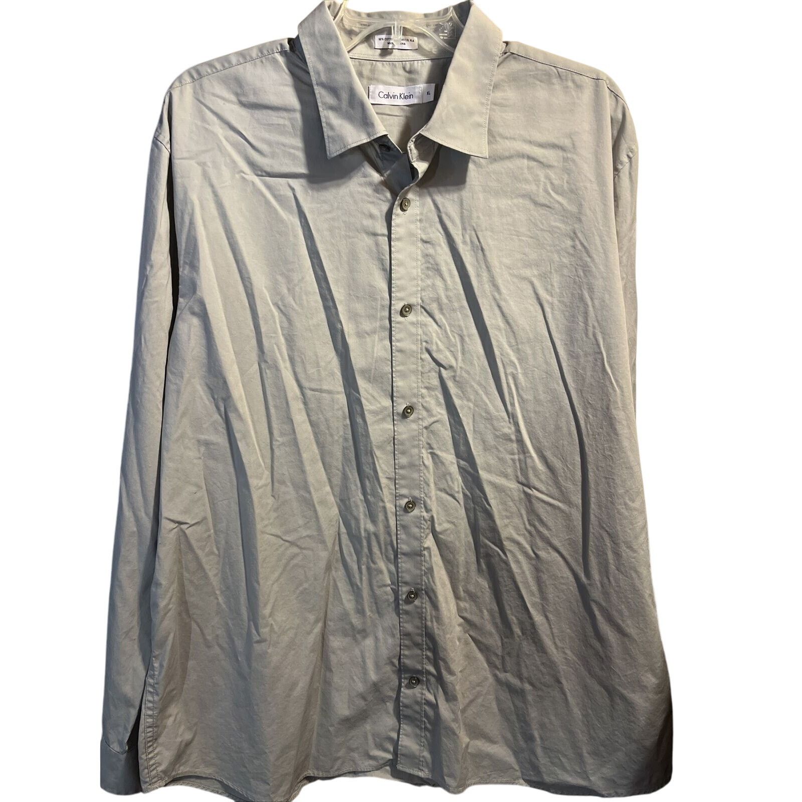 Calvin Klein Calvin Klein Men’s XL Grey LS Cotton Lastol Button Up Shirt Size US XL / EU 56 / 4 - 1 Thumbnail