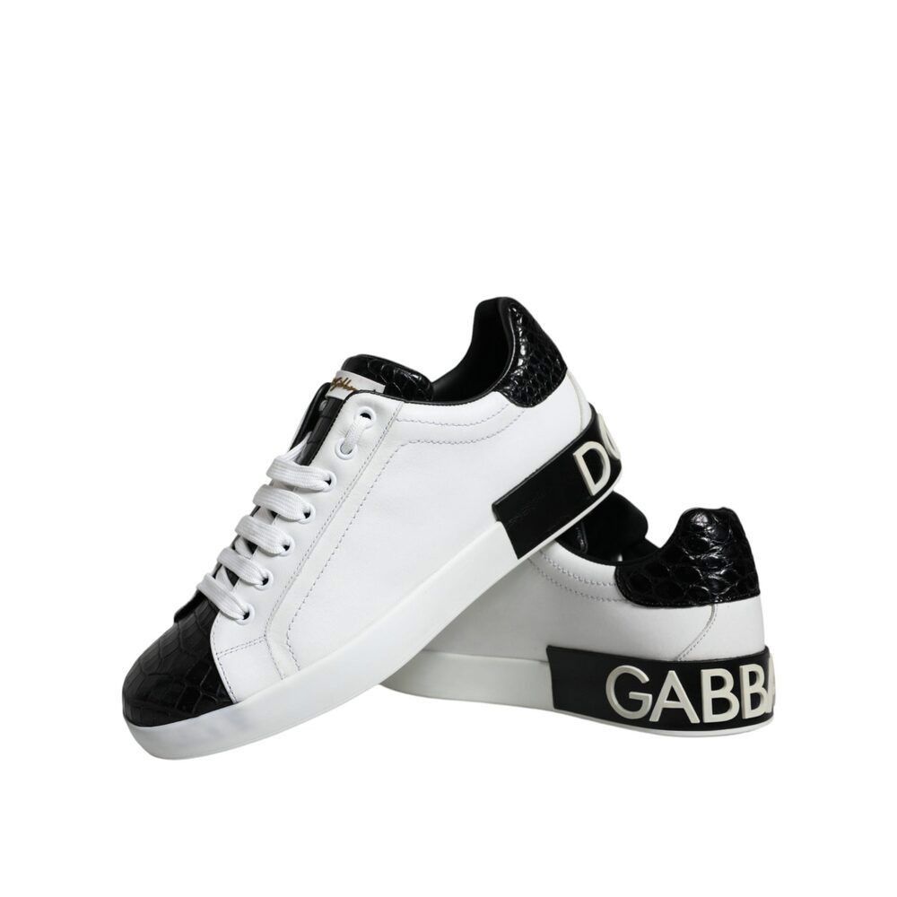 Dolce & Gabbana Dolce & Gabbana Black Leather Logo Portofino Sneaker Shoes Size US 5 / EU 37 - 8 Thumbnail