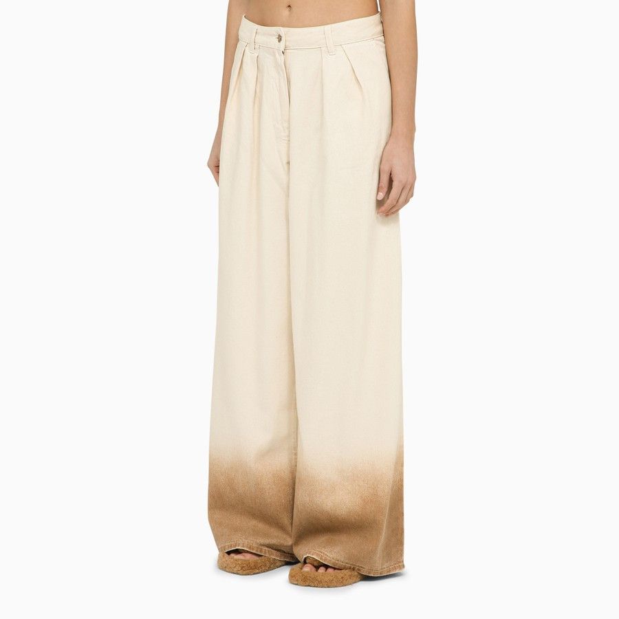 Alanui o1d2blof0724 Denim Trousers in Ivory & Beige Size 26" / US 2 / IT 38 - 3 Thumbnail