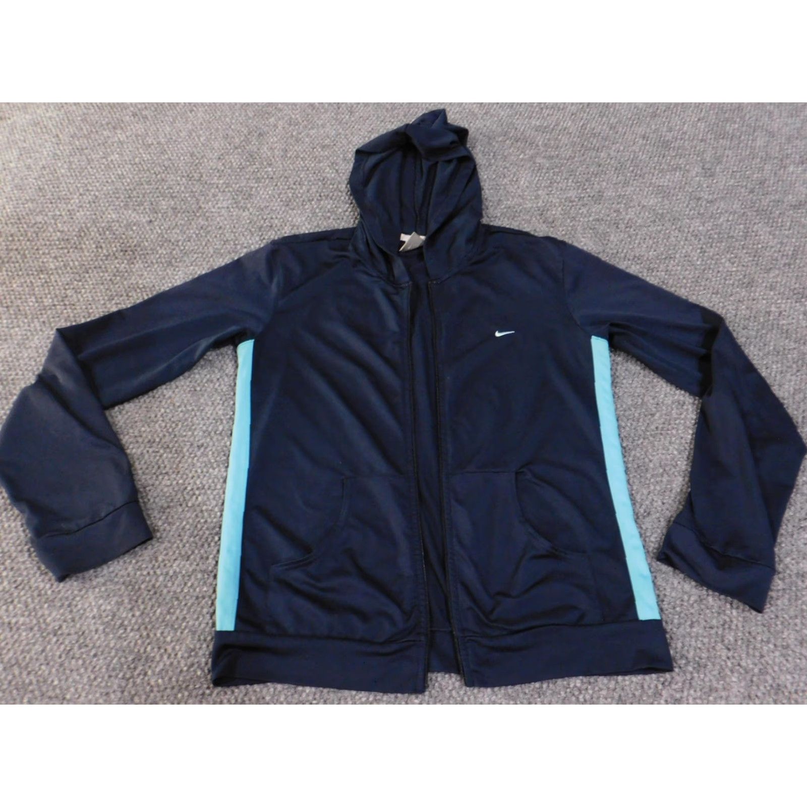 Nike Nike Jacket Womens Large Navy Blue Athletic Full Zip Hoodie Swoosh Logo Size M / US 6-8 / IT 42-44 - 2 Thumbnail