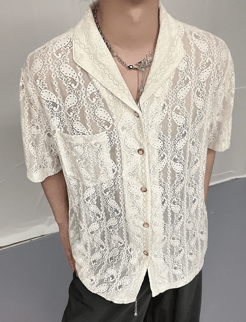 Japanese Brand × Vintage Retro design paisley lace cuban collar shirt Size US M / EU 48-50 / 2 - 3 Thumbnail