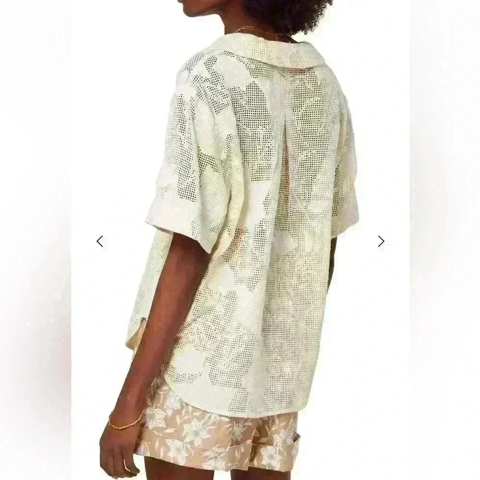 Rag & Bone RAG & BONE Mare Mesh Shirt Classic Fit Top Light Dove XXS Size XXS / US 00 / IT 34 - 7 Thumbnail
