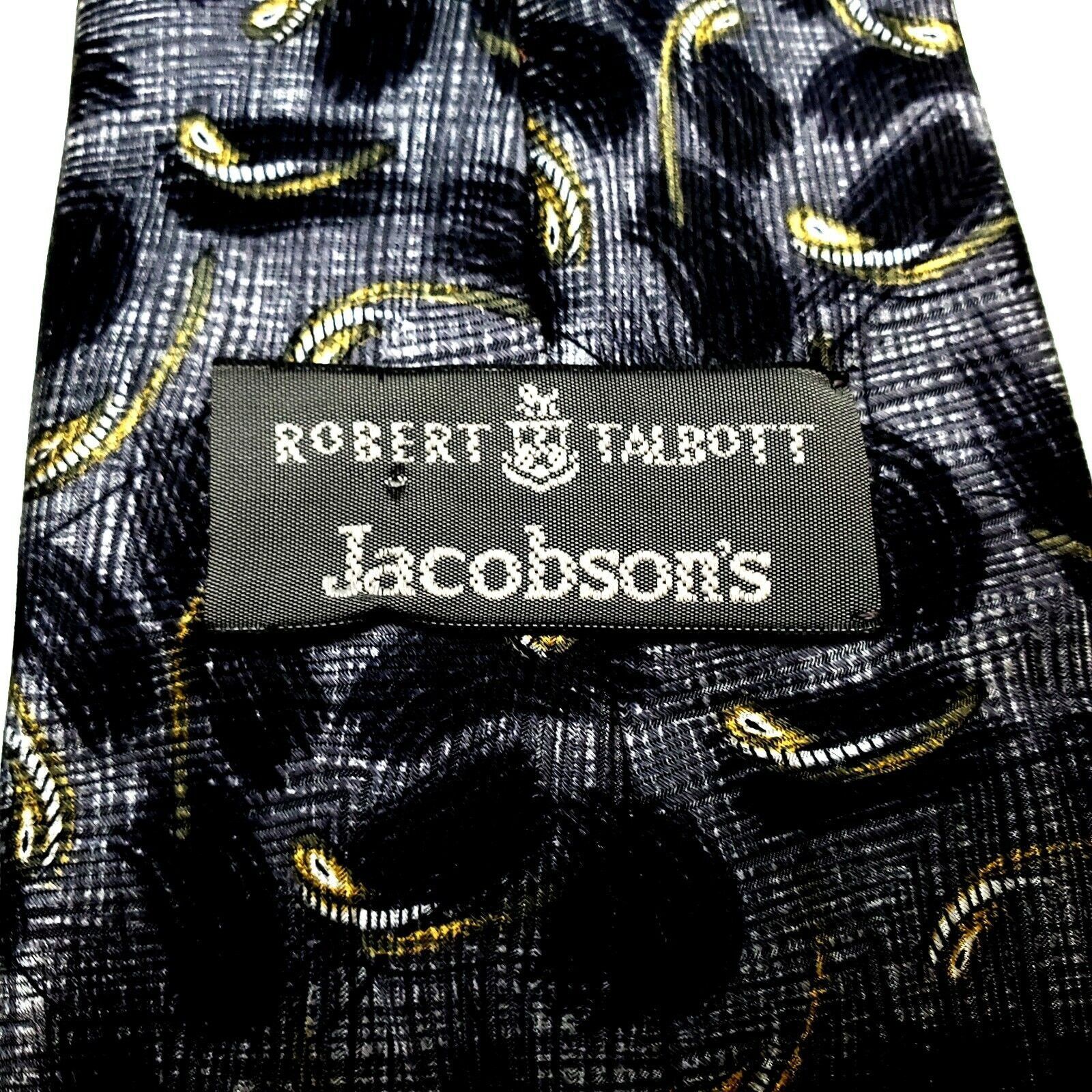 Robert Talbott Robert Talbott Silk Tie Print Gray Blue Abstract Short Wide Size ONE SIZE - 3 Thumbnail