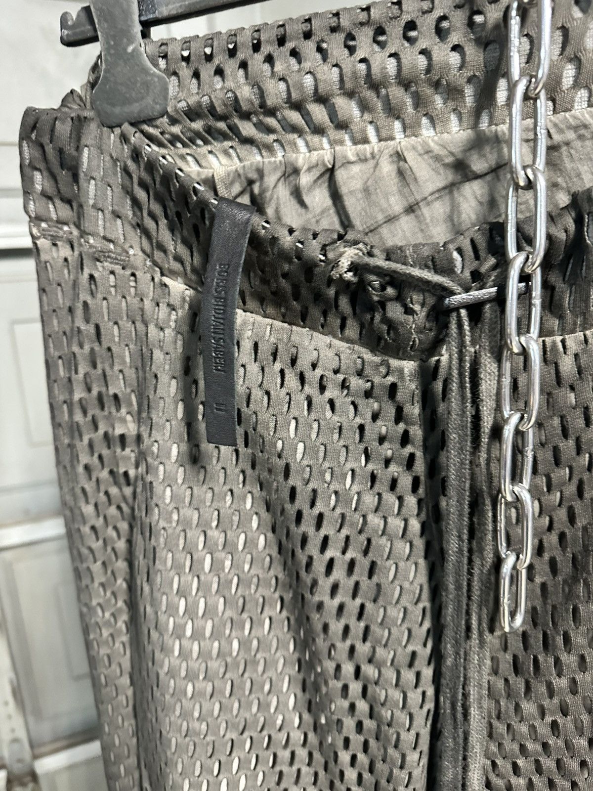 Boris Bidjan Saberi Boris Dark Green Object Dyed Perforated Lounge Pants Size US 32 / EU 48 - 8 Thumbnail