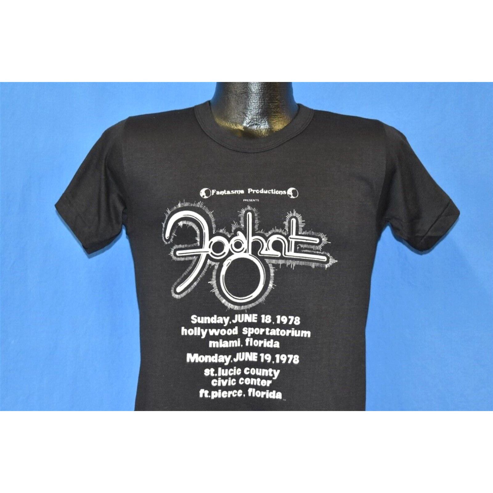 Image of Vintage 70's Foghat Hollywood Sportatorium 1978 Florida Rock T-Shirt Small S in White, Men's