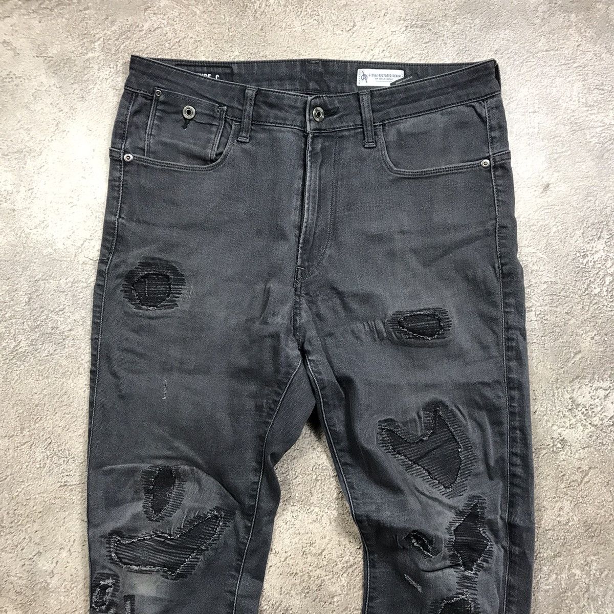 Vintage Vintage 90s G Star Distressed Baggy Denim Jeans Washed Grey Size US 33 - 3 Thumbnail