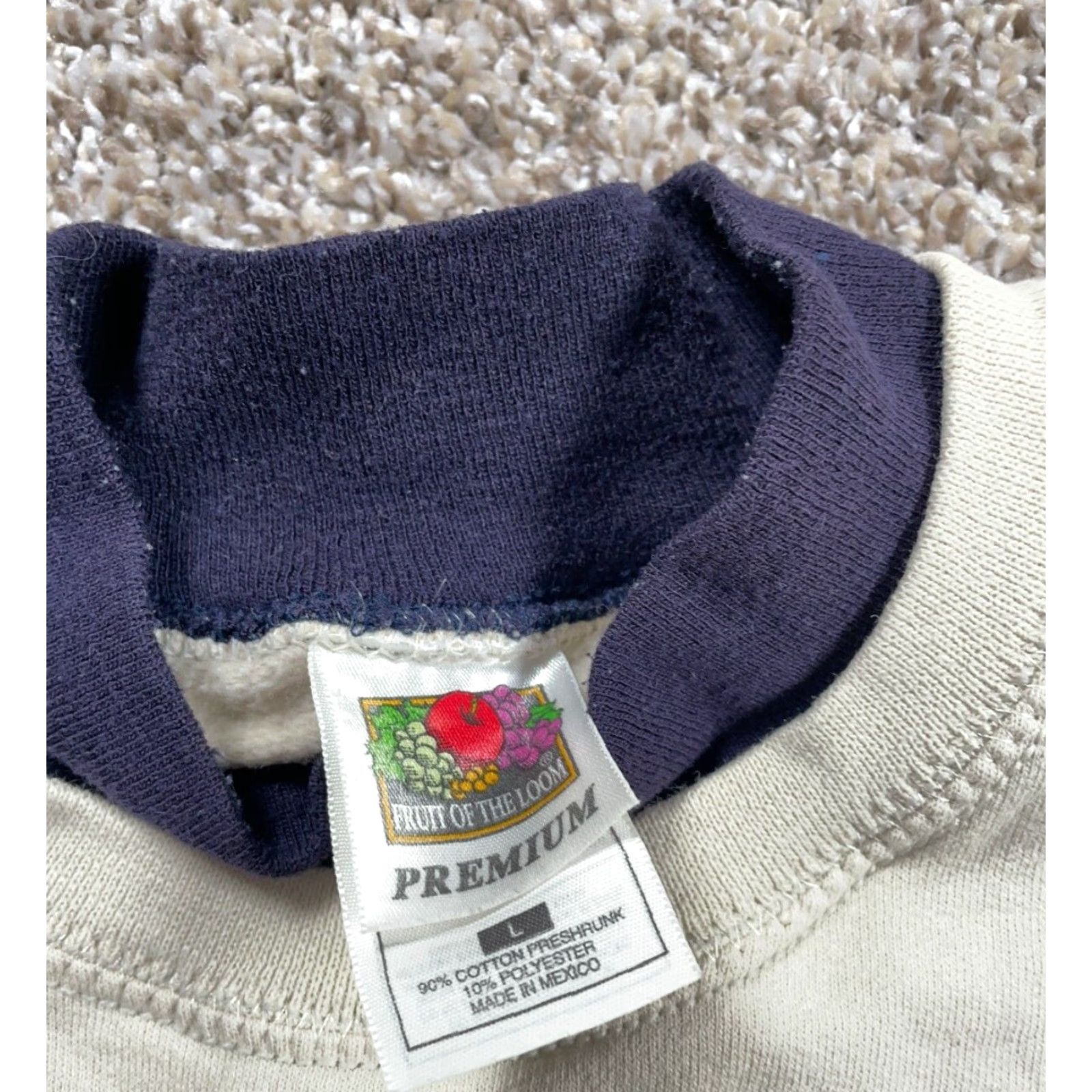 Fruit Of The Loom VINTAGE Fruit of the Loom Sweatshirt Arizona Embroidered Mock Neck Adult Large Beige 90s Southwestern City Tribal Retro Mens Size US L / EU 52-54 / 3 - 4 Thumbnail