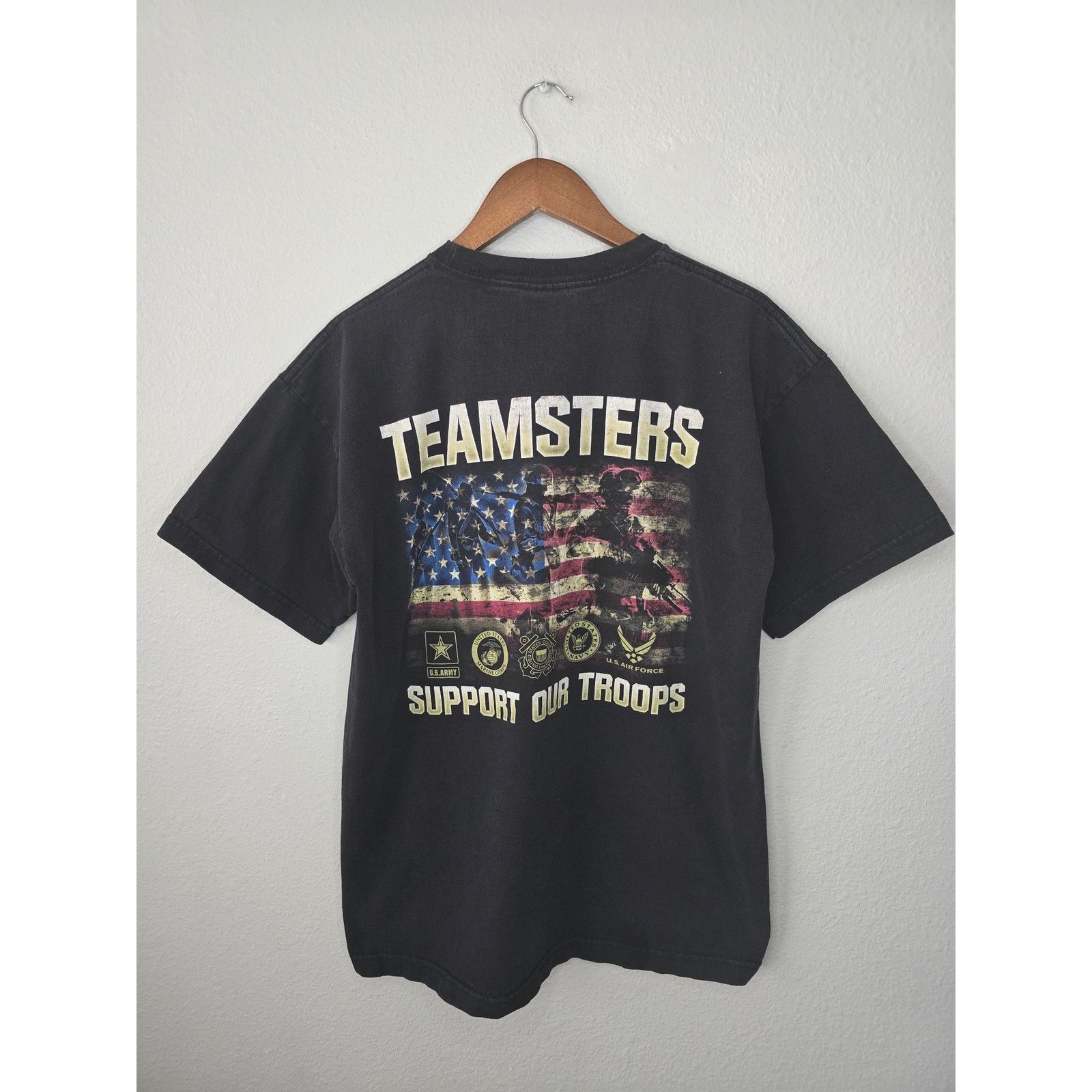 Vintage Vintage Teamster Local 455 Support Our Troops Patriotic Tee Size US XL / EU 56 / 4 - 1 Thumbnail