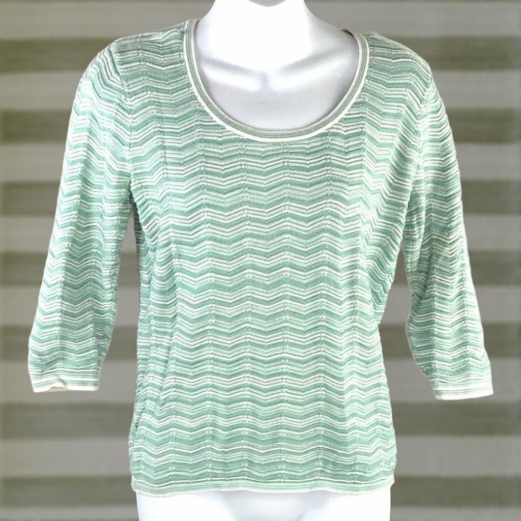 Vintage Vintage IE Cropped Crochet Top PM Green Blue 3/4sleeve Fairy Romantic Hippie Y2K Size M / US 6-8 / IT 42-44 - 1 Thumbnail