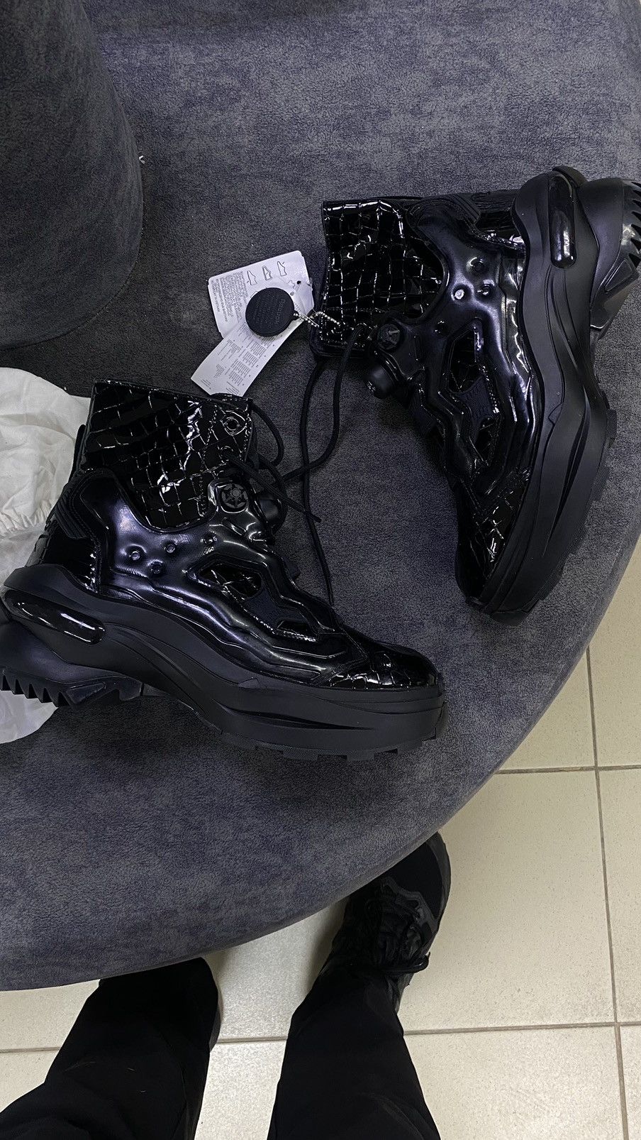 image of Avant Garde x Maison Margiela Reebok X Maison Margiela Instapump Fury Tabi Project Shoes in Black (