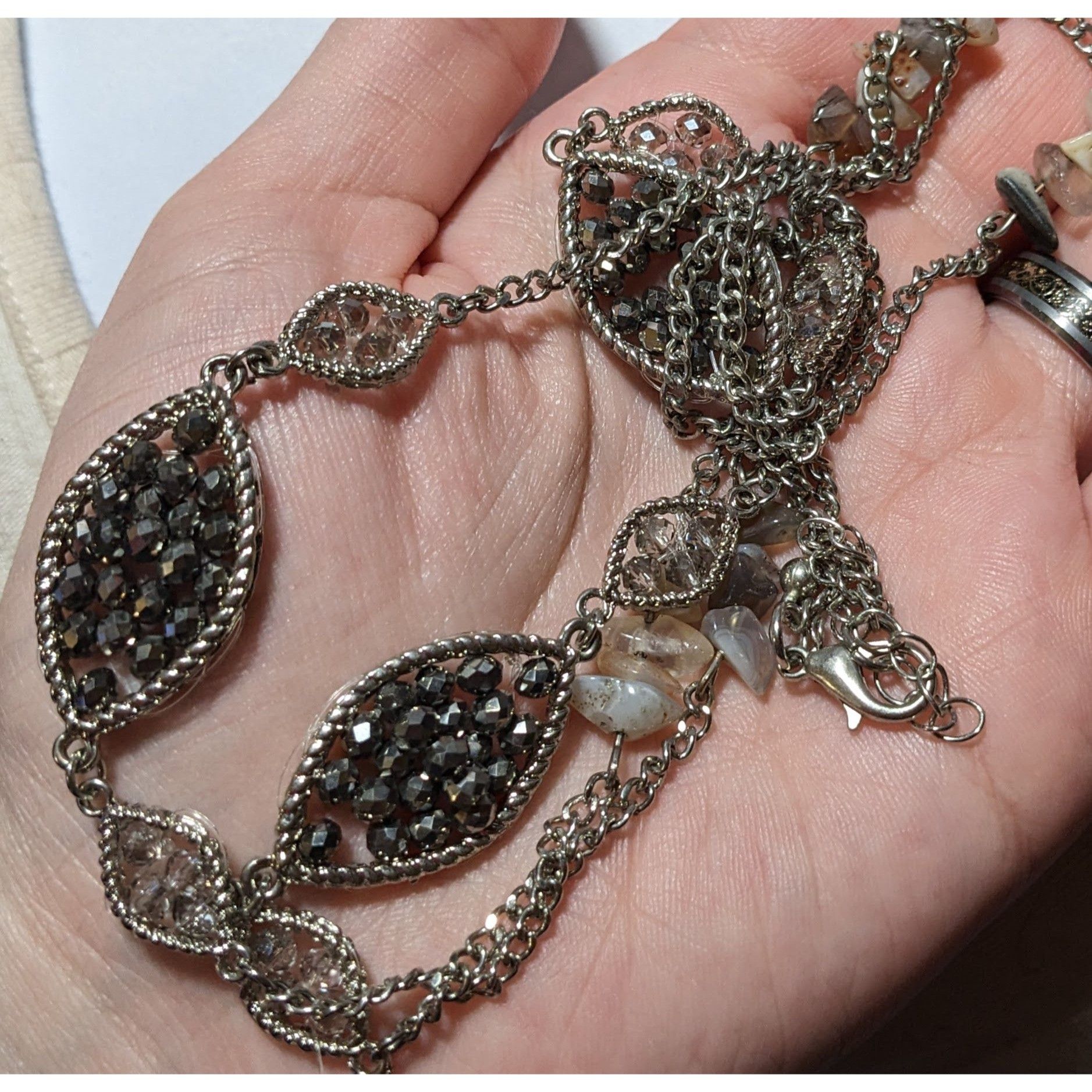 Other Y2K Silver Glass Gemstone Chip Station Necklace Size ONE SIZE - 9 Thumbnail