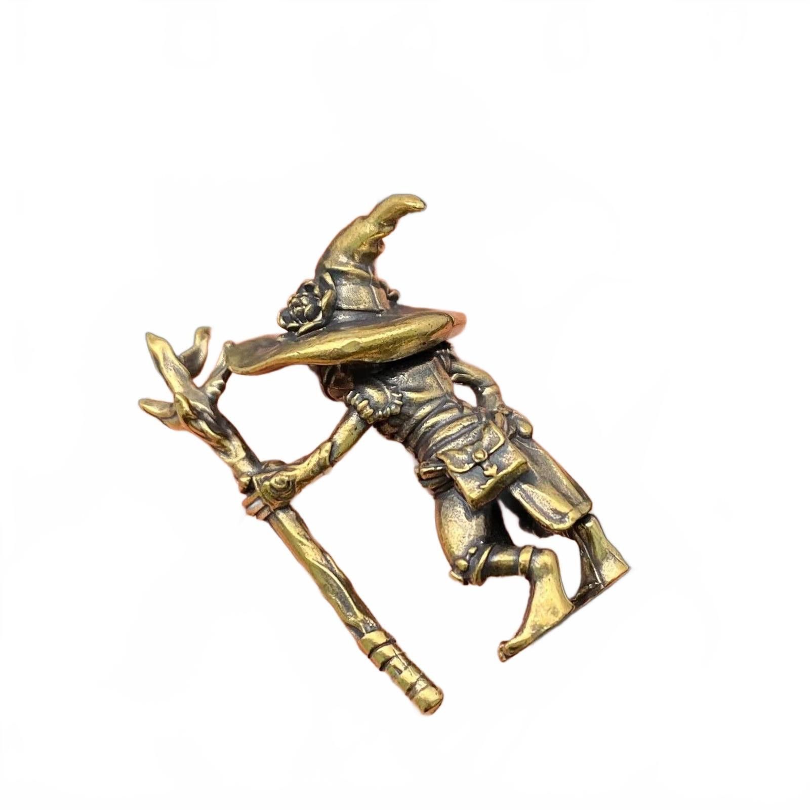 The Unbranded Brand Brass Frog Wizard Figurine with Staff Size ONE SIZE - 3 Thumbnail