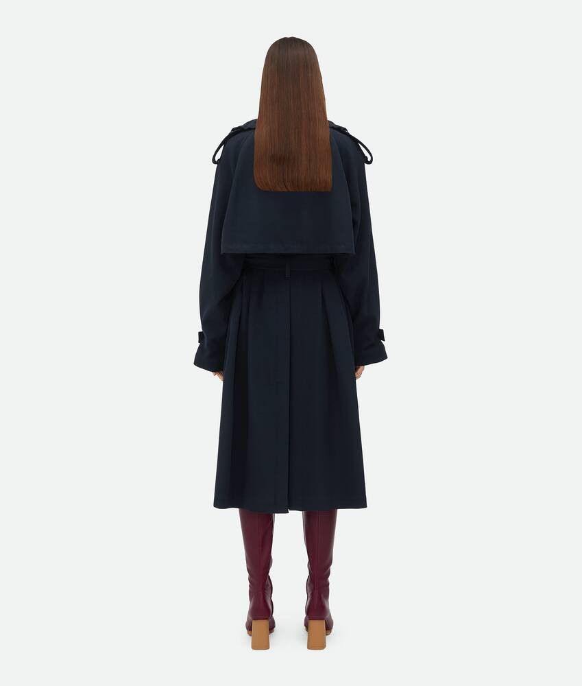 Bottega Veneta o1w1db10825 Wool Gabardine Trench Coat in Navy Size M / US 6-8 / IT 42-44 - 2 Thumbnail
