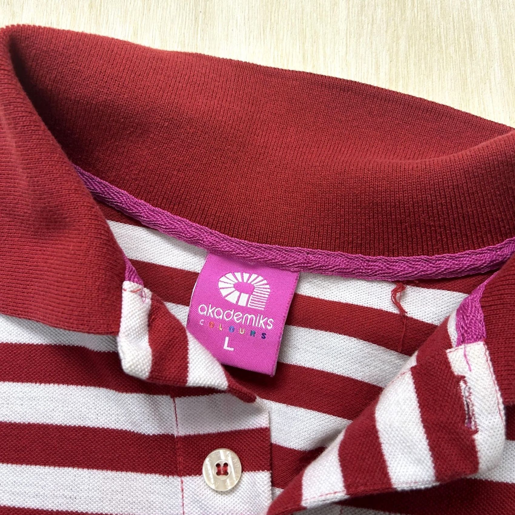 Akademiks Akademiks Colours Polo Shirt Mens L Red Gray Stripe Short Sleeve Casual Knit Size US L / EU 52-54 / 3 - 3 Thumbnail