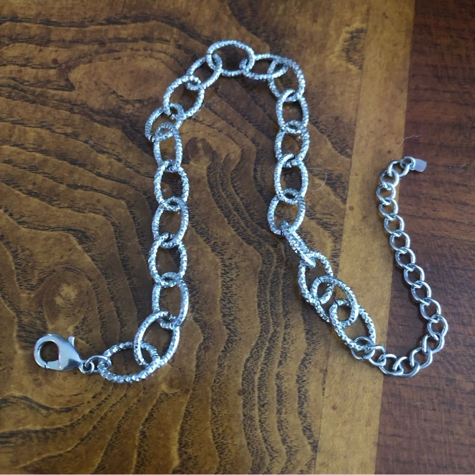 Jewelry Silver chunky sparkle link chain anklet bracelet Size ONE SIZE - 2 Thumbnail