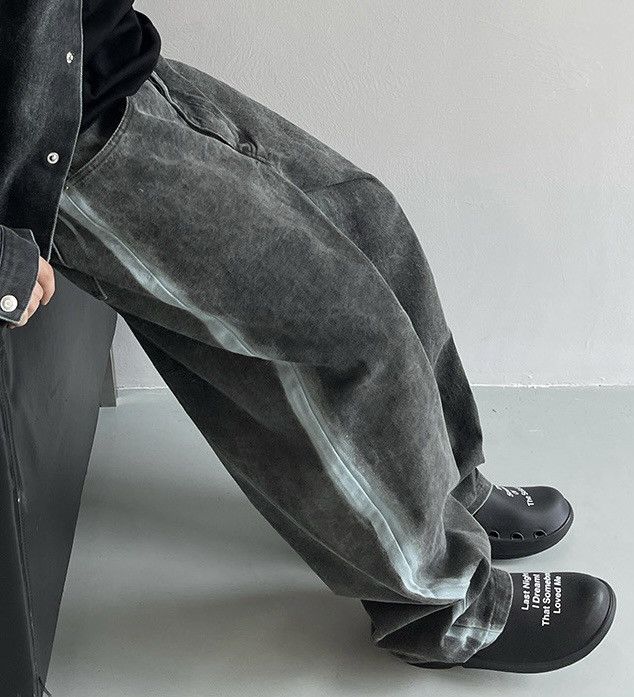 Japanese Brand × Vintage Avant garde acid wash faded baggy loose pants Size US 33 - 1 Thumbnail