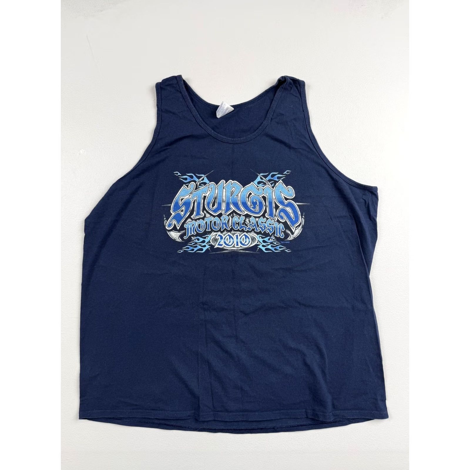 Gildan Gildan Shirt Mens 2XL Blue Sturgis Motor Classic 2010 Sleeveless Tank Tee Biker Size US XXL / EU 58 / 5 - 2 Thumbnail