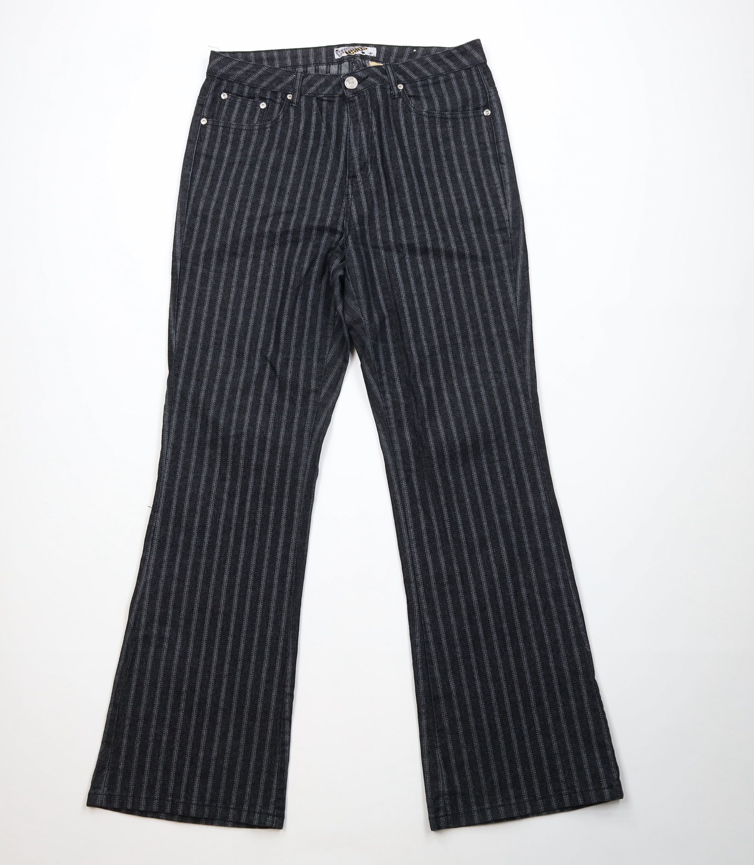 Vintage Vintage 90s Y2K Streetwear Striped Flared Wide Leg Jeans Size 36" / US 14 / IT 50 - 1 Thumbnail