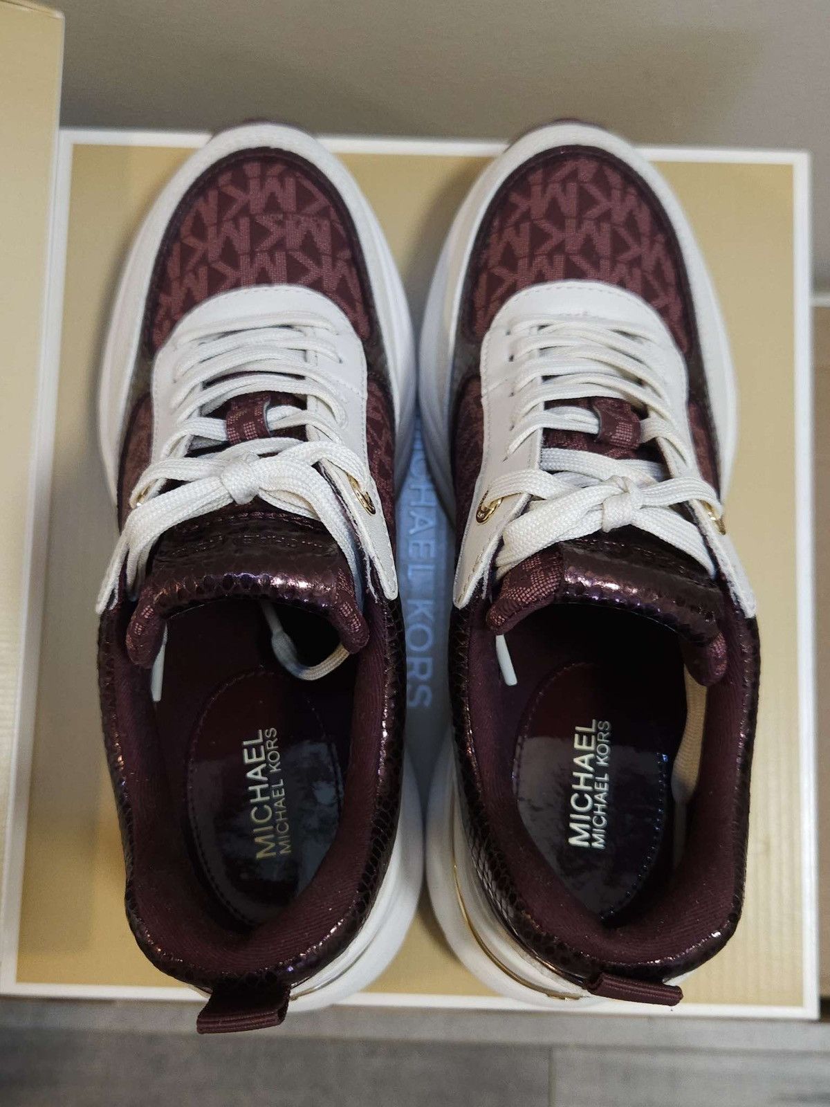 Michael Kors Katrina Signature Logo & Metallic Lizard Embossed Trainer MK Size US 7 / IT 37 - 10 Thumbnail
