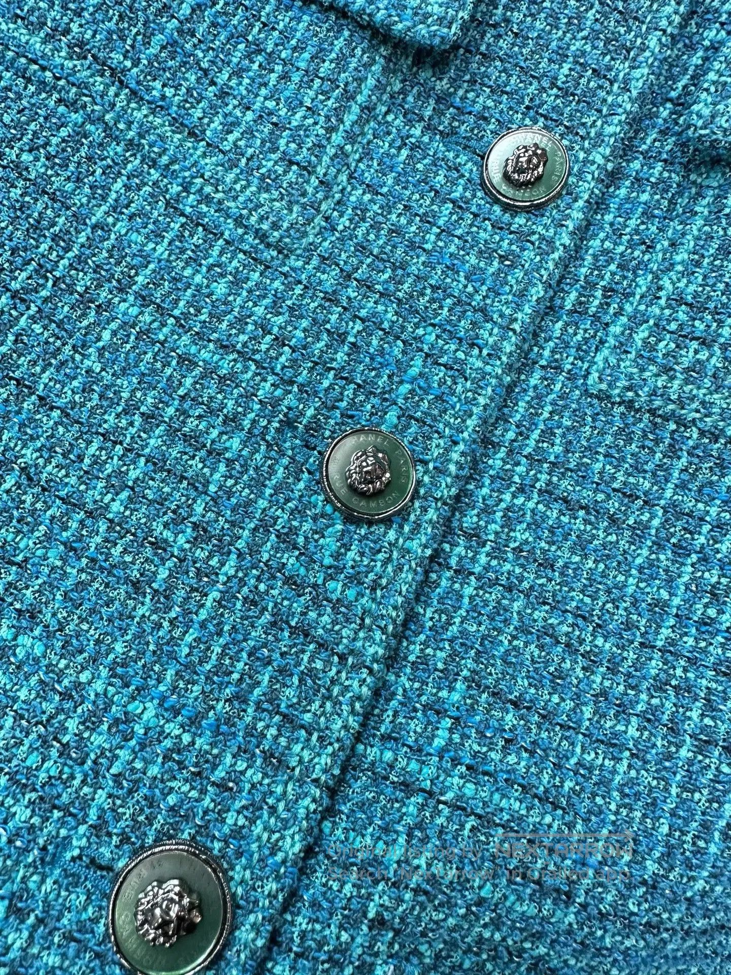 Chanel Chanel 22P Peacock Blue Tweed Jacket. Size XXS / US 00 / IT 34 - 5 Thumbnail