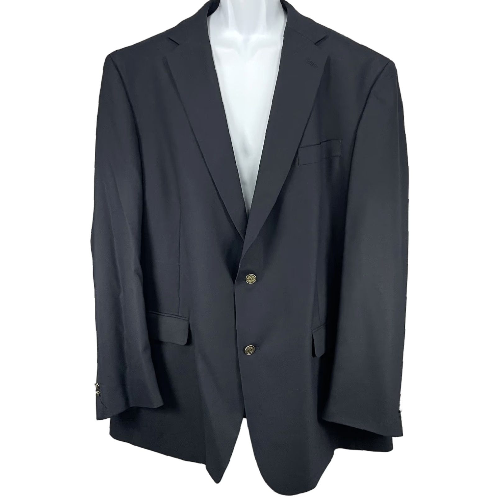 Vintage Nicklaus Jack Dark Blue Worsted Wool Blend Metal Button Blazer Sport Coat 50L Size 50R - 1 Thumbnail
