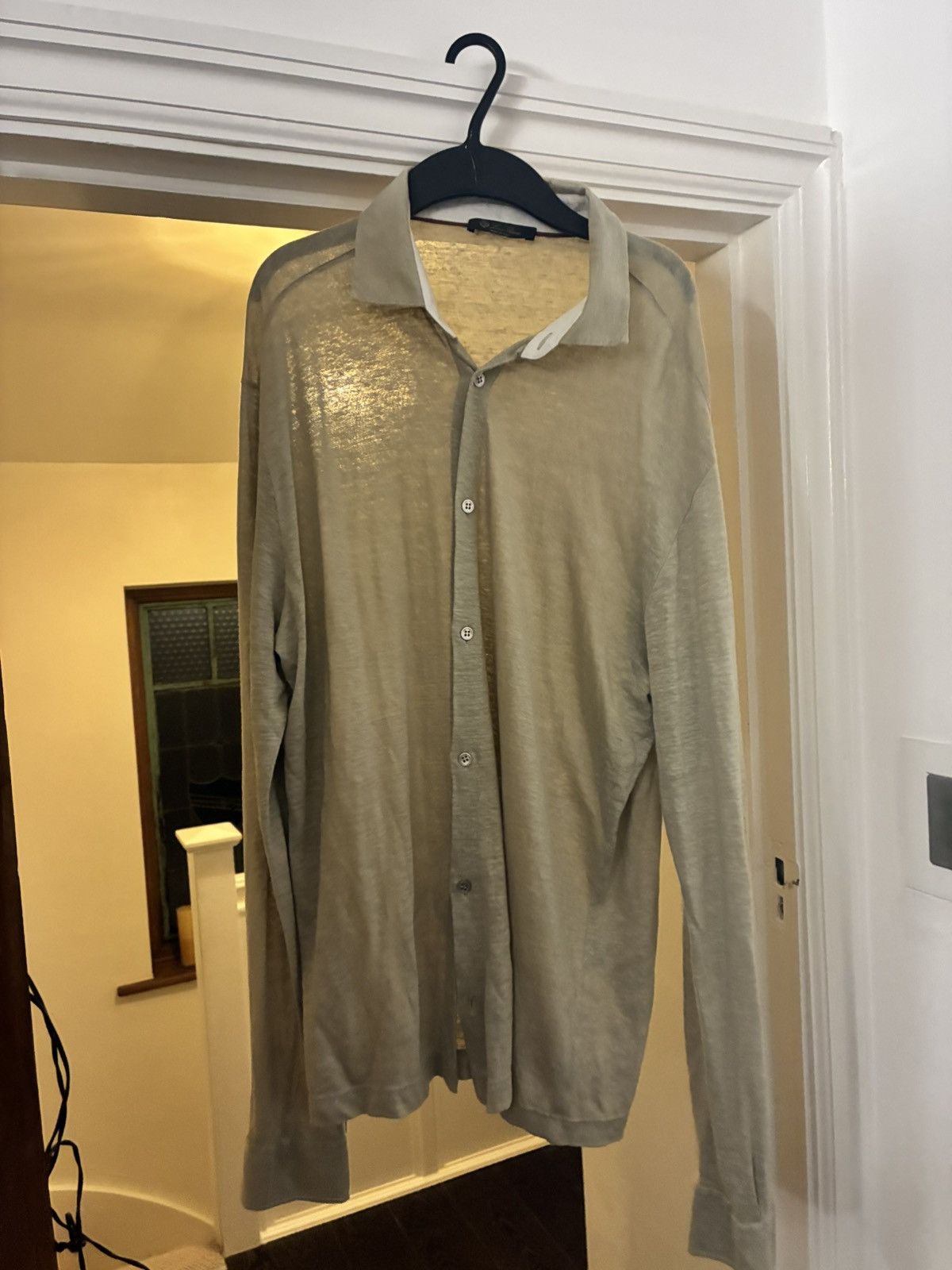 Loro Piana beige linen shirt size large