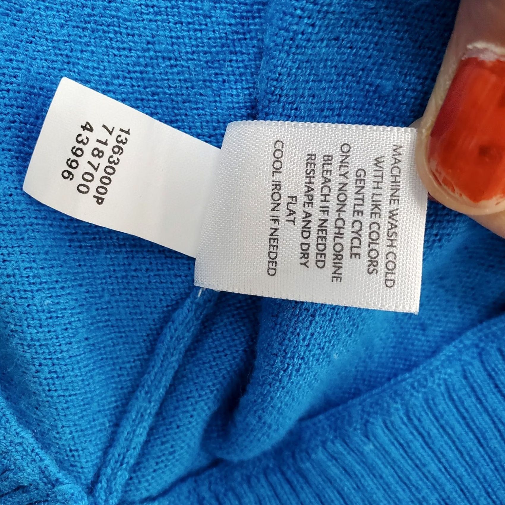 J. Jill J. Jill Sweater Womens Petite Large Blue Solid Tight Knit V Neck Pullover Size L / US 10 / IT 46 - 7 Thumbnail